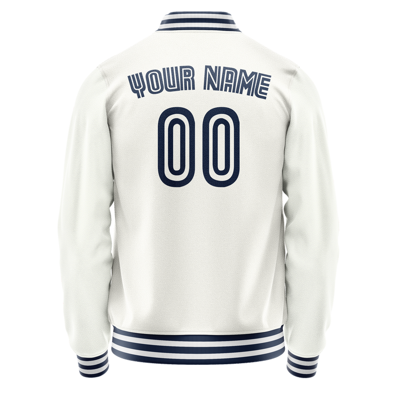 Custom White Navy Solid Color Varsity Letterman Jacket JA02240617LH464