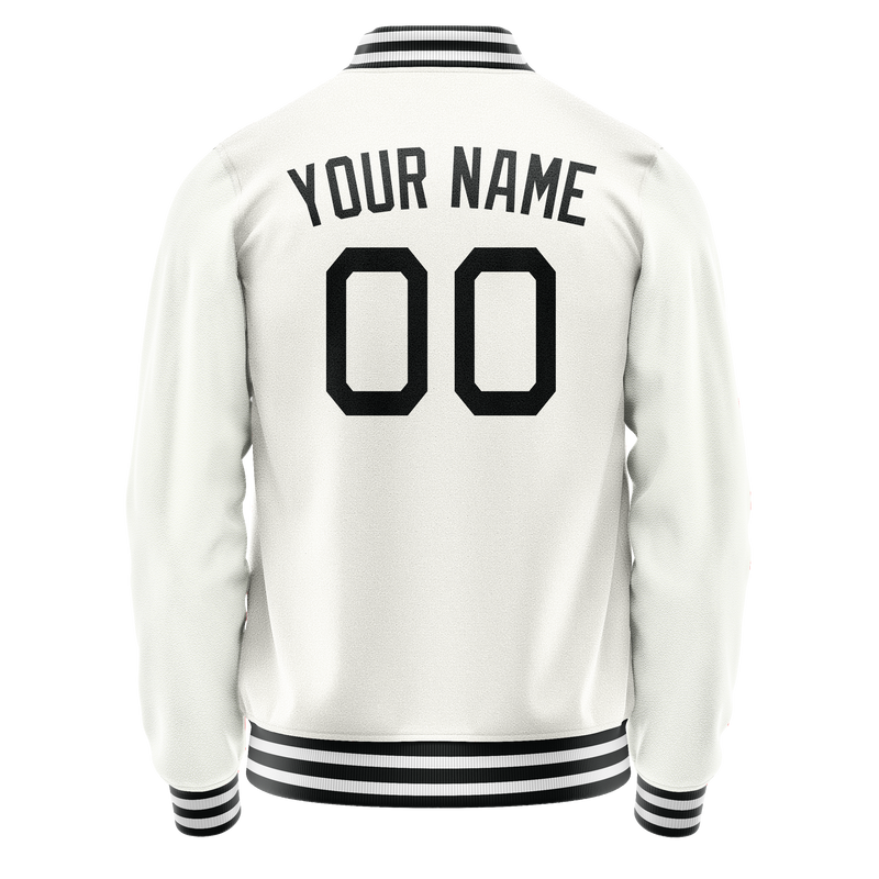 Custom White Black Solid Color Varsity Letterman Jacket JA02240617LH457
