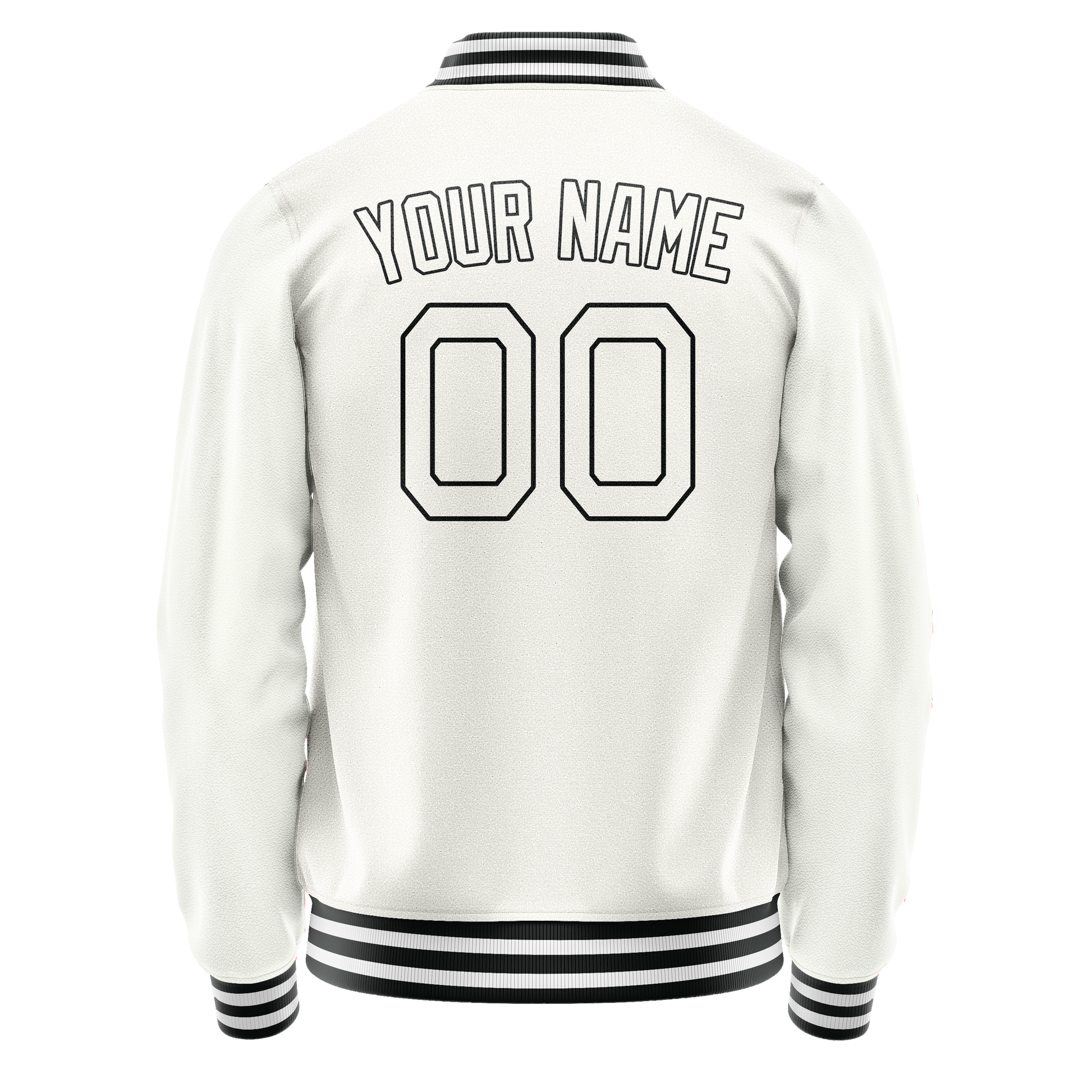Custom White Black Solid Color Varsity Letterman Jacket JA02240617LH458
