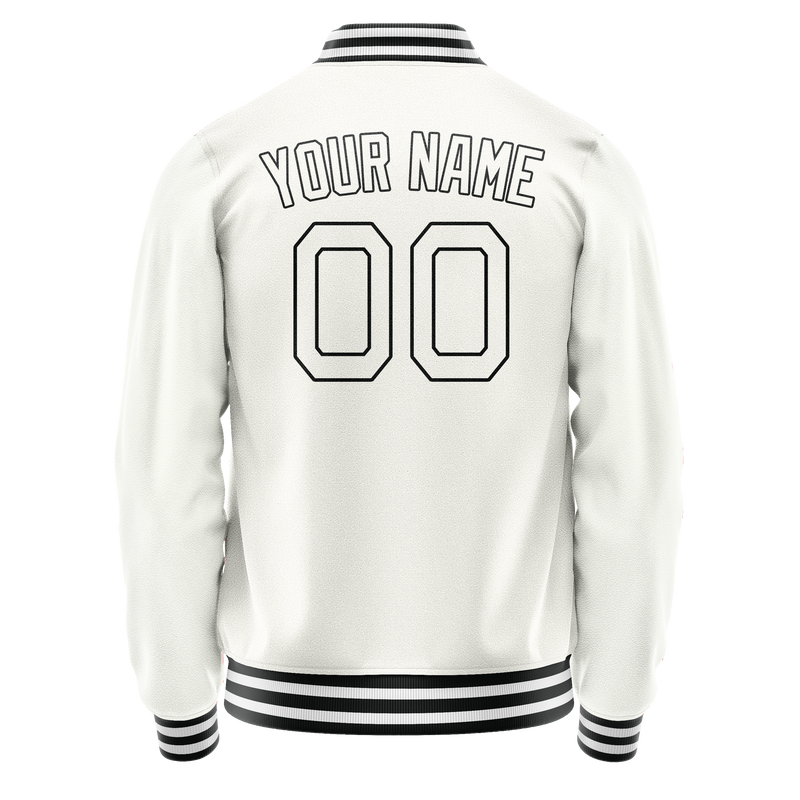 Custom White Black Solid Color Varsity Letterman Jacket JA02240617LH458