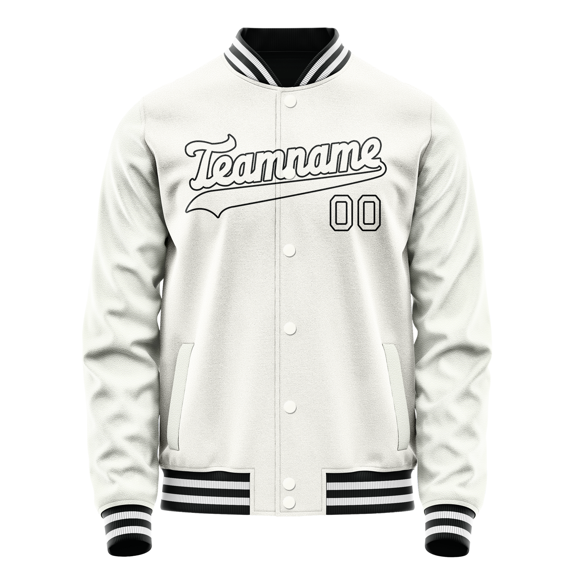 Custom White Black Solid Color Varsity Letterman Jacket JA02240617LH458