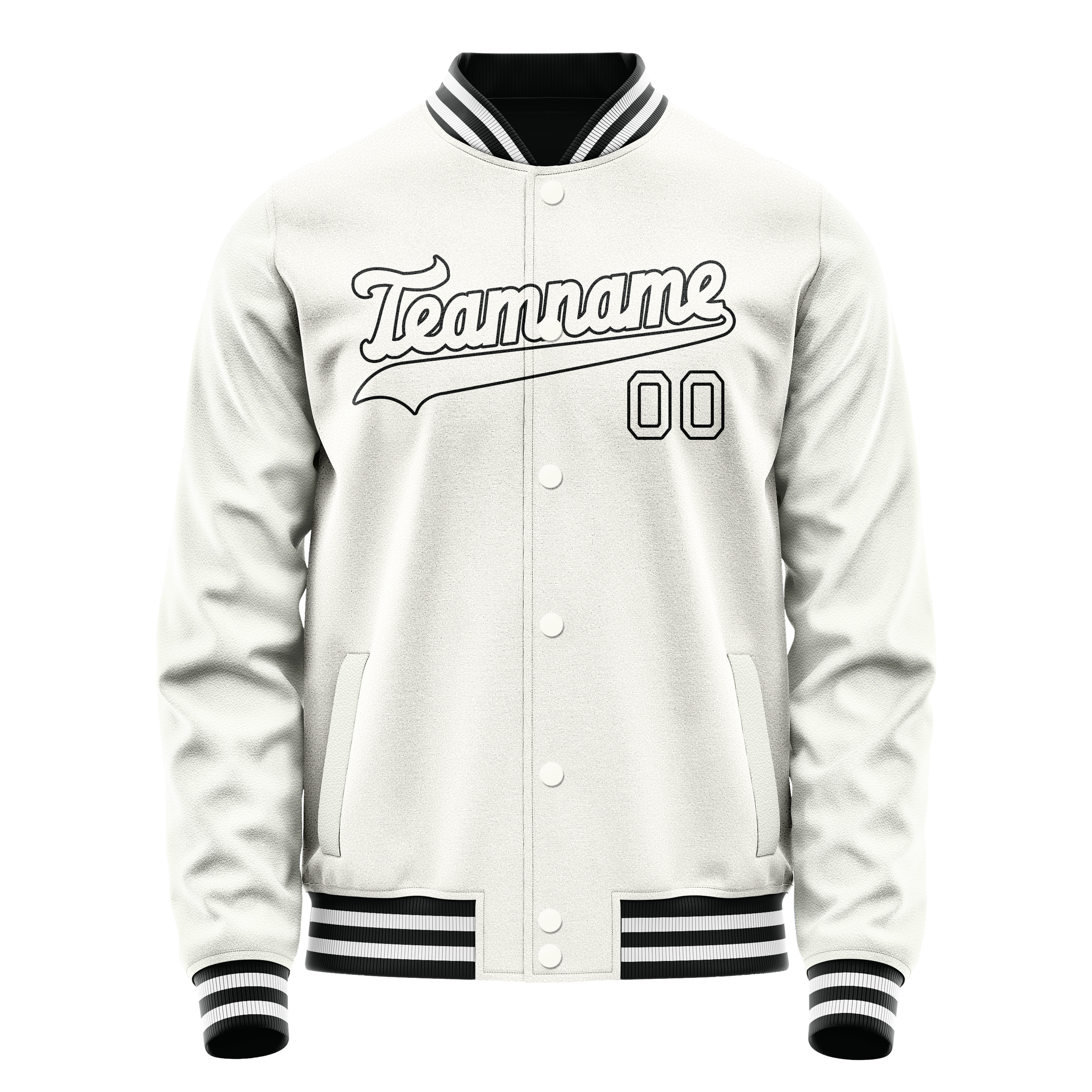Custom White Black Solid Color Varsity Letterman Jacket JA02240617LH458