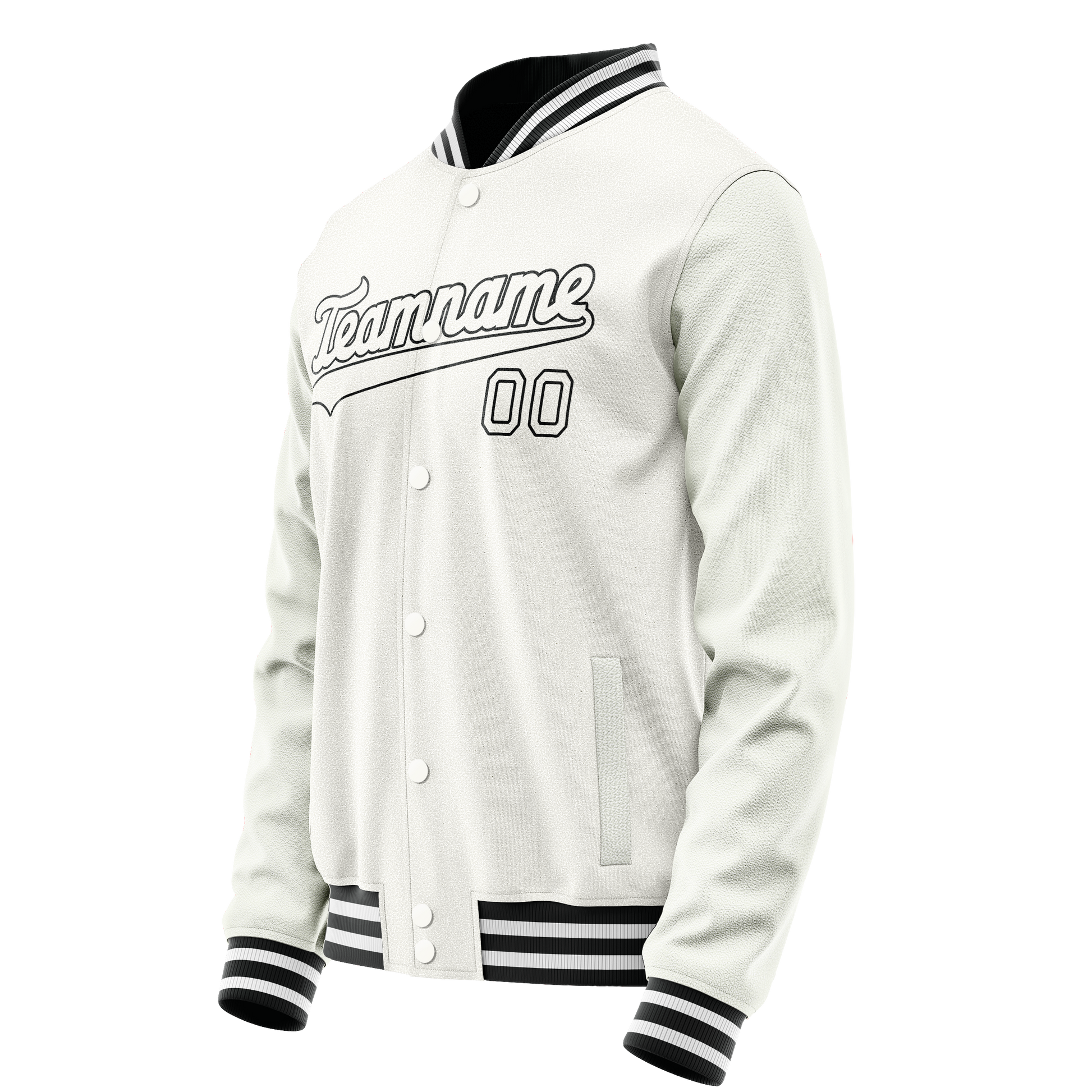 Custom White Black Solid Color Varsity Letterman Jacket JA02240617LH458