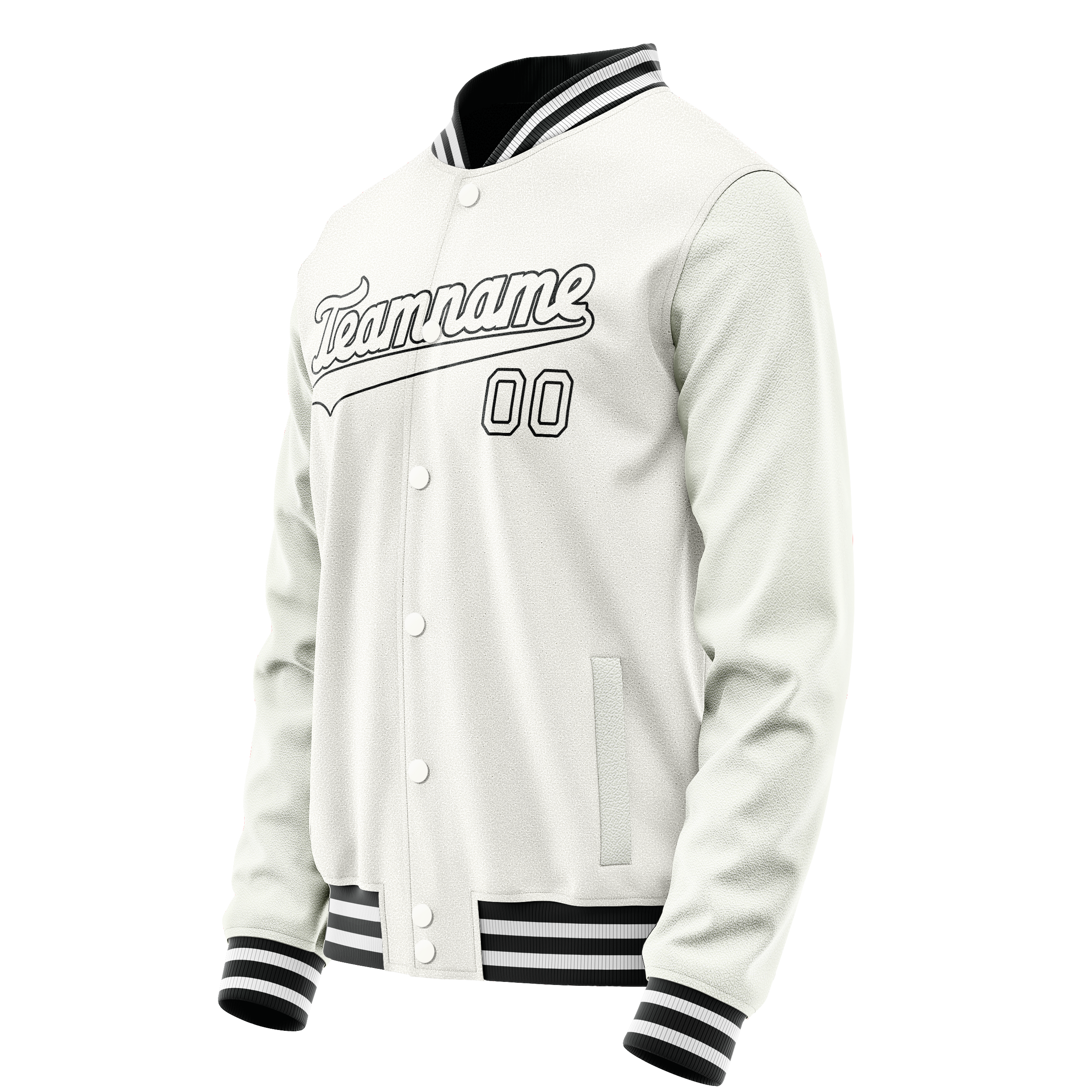 Custom White Black Solid Color Varsity Letterman Jacket JA02240617LH458