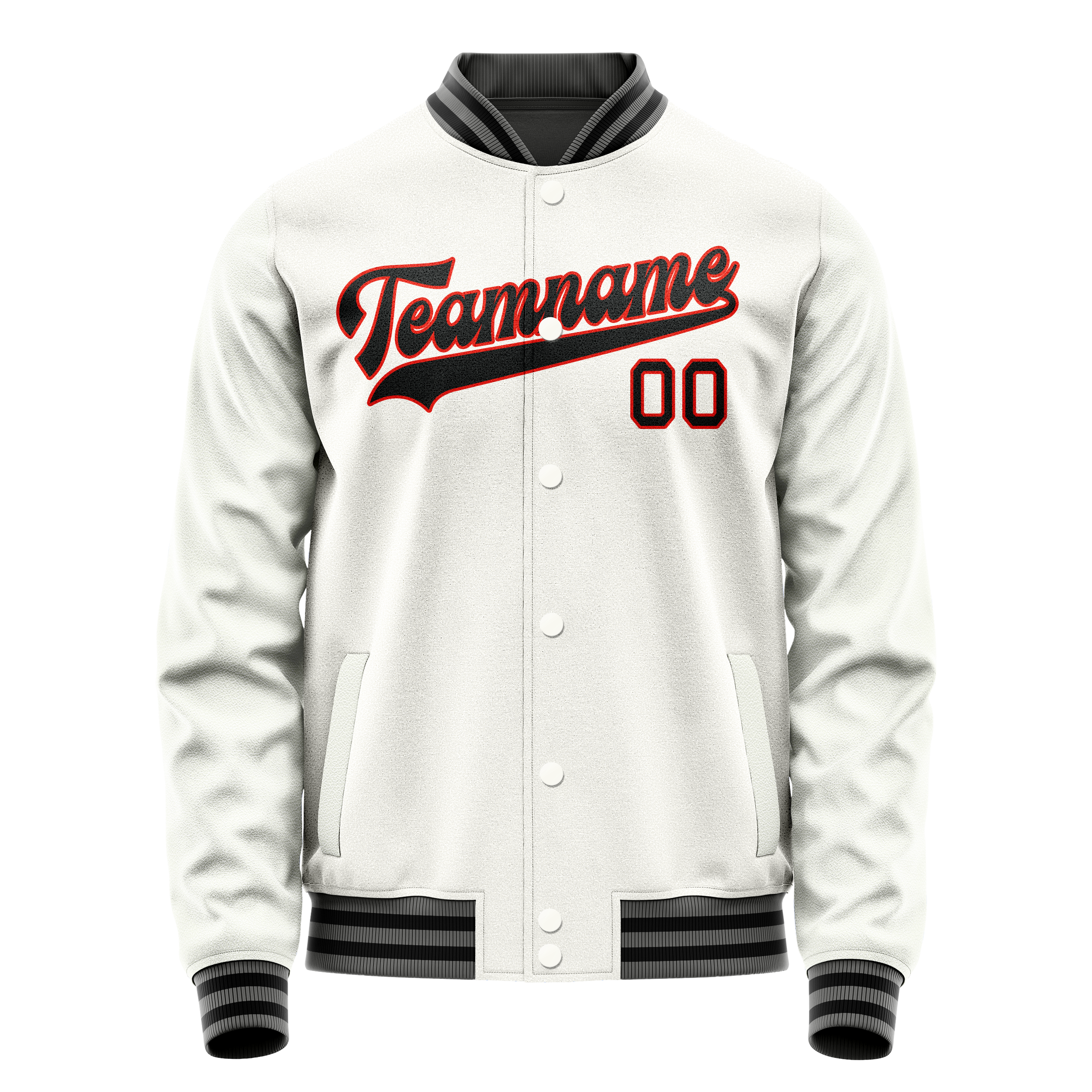 Custom White Black Solid Color Varsity Letterman Jacket JA02240617LH462