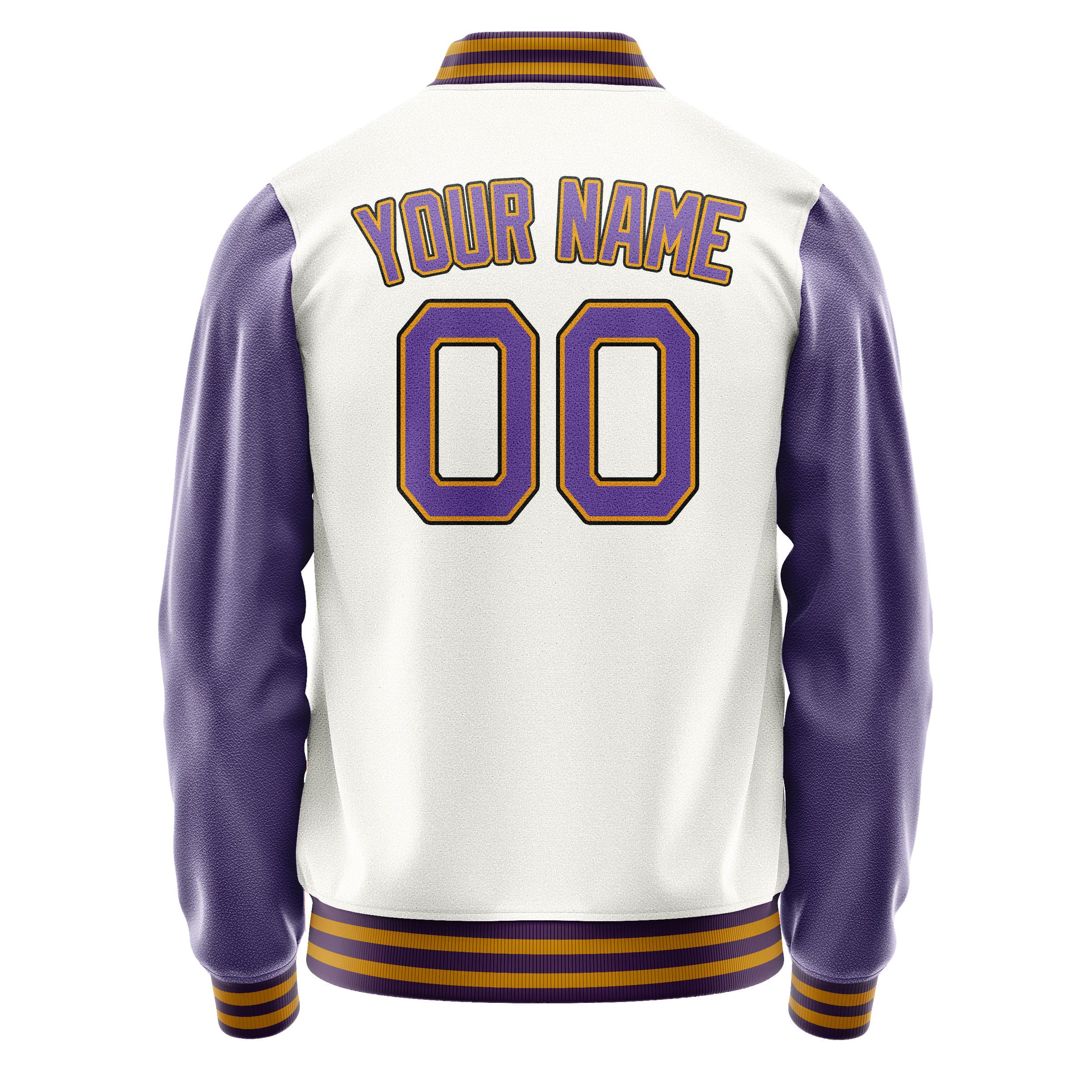 Custom White Purple Solid Color Varsity Letterman Jacket JA02240617LH472