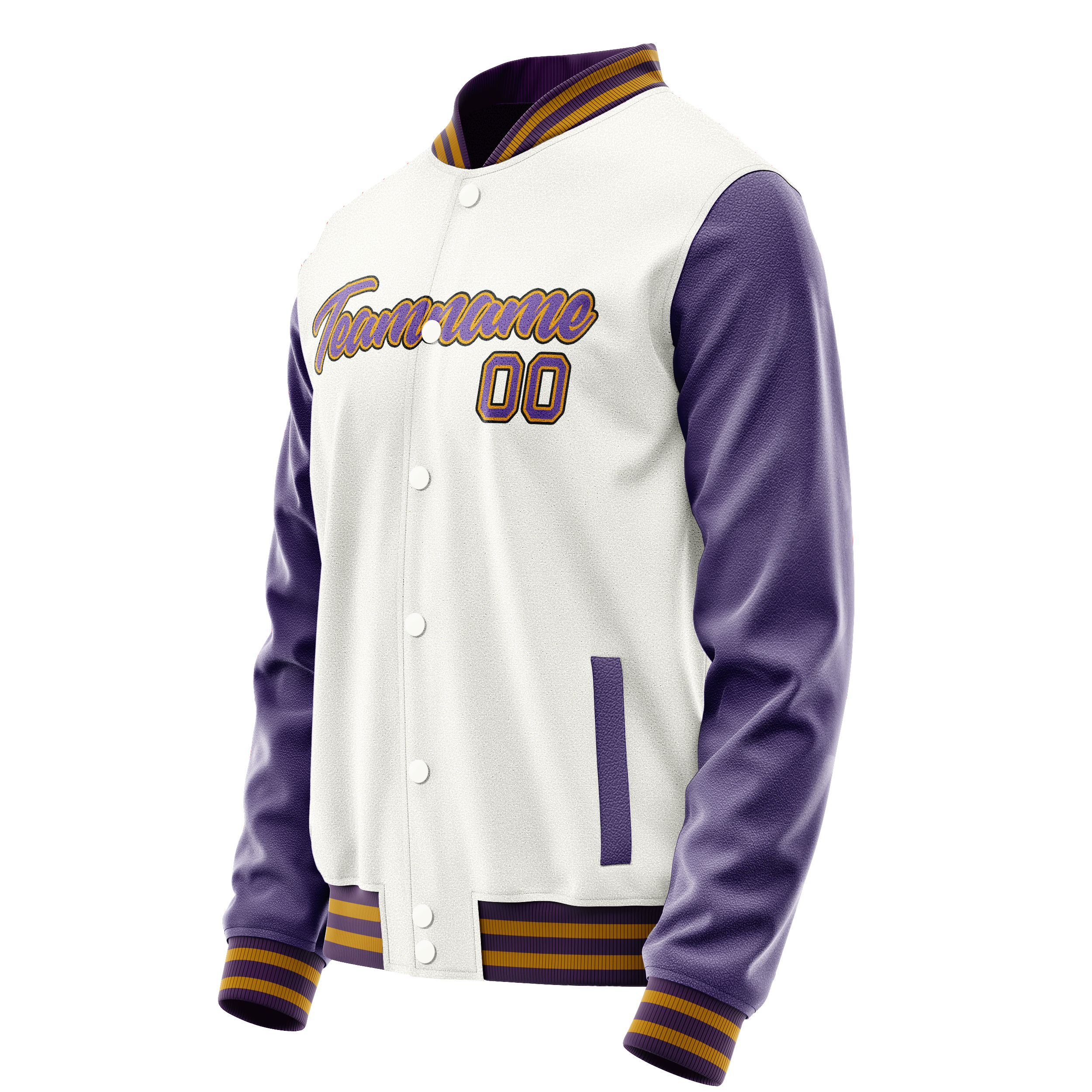 Custom White Purple Solid Color Varsity Letterman Jacket JA02240617LH472