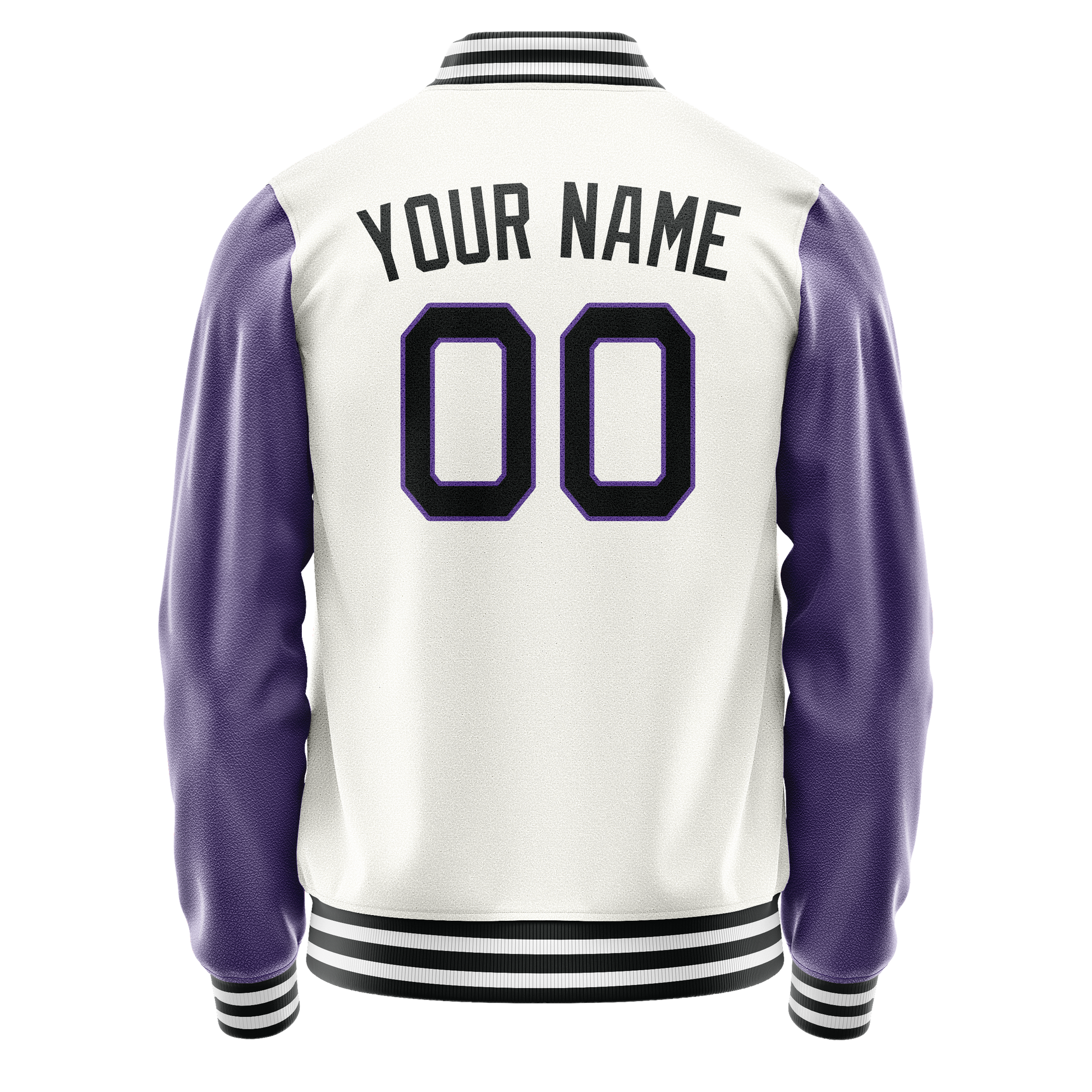 Custom White Purple Solid Color Varsity Letterman Jacket JA02240617LH466