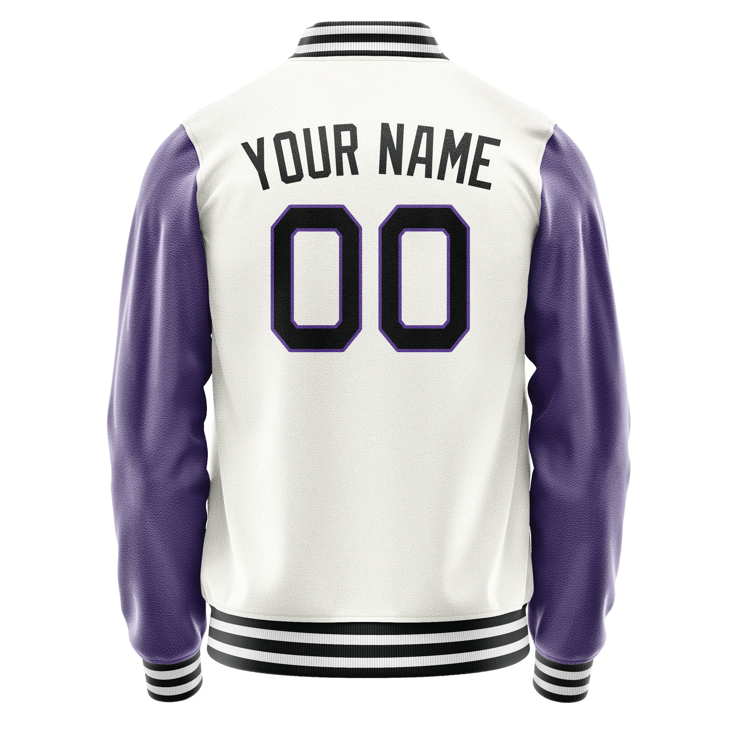 Custom White Purple Solid Color Varsity Letterman Jacket JA02240617LH466
