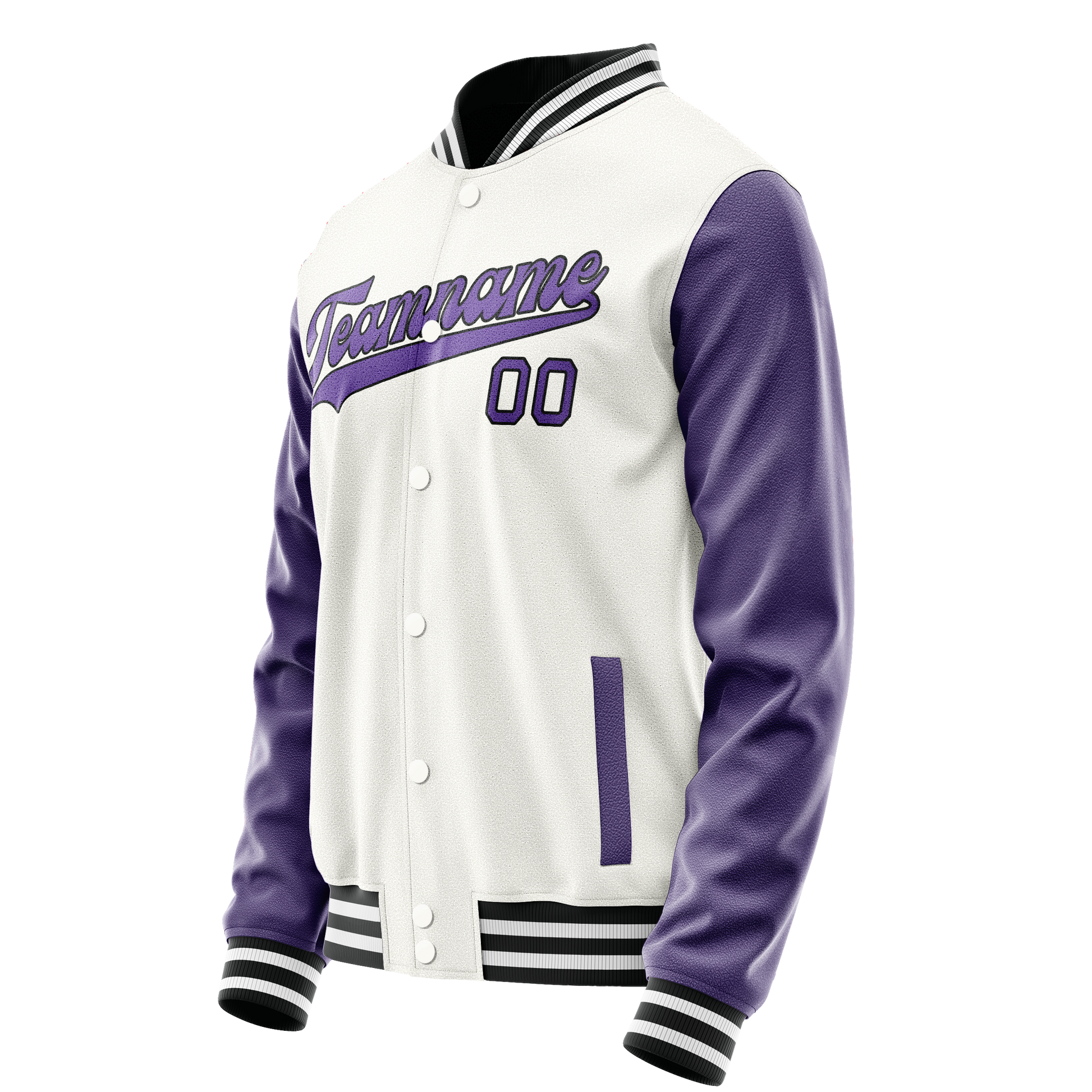 Custom White Purple Solid Color Varsity Letterman Jacket JA02240617LH466