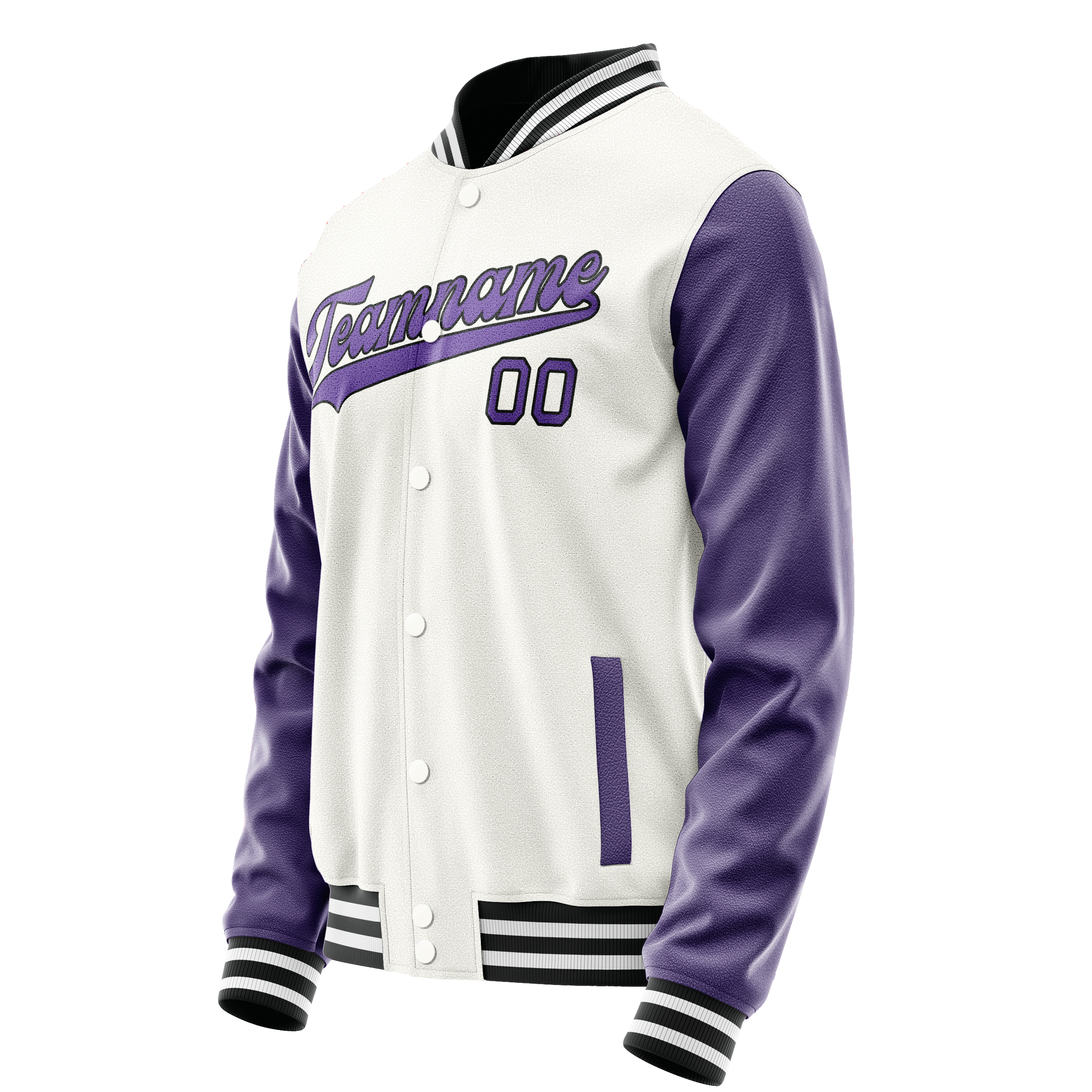Custom White Purple Solid Color Varsity Letterman Jacket JA02240617LH466