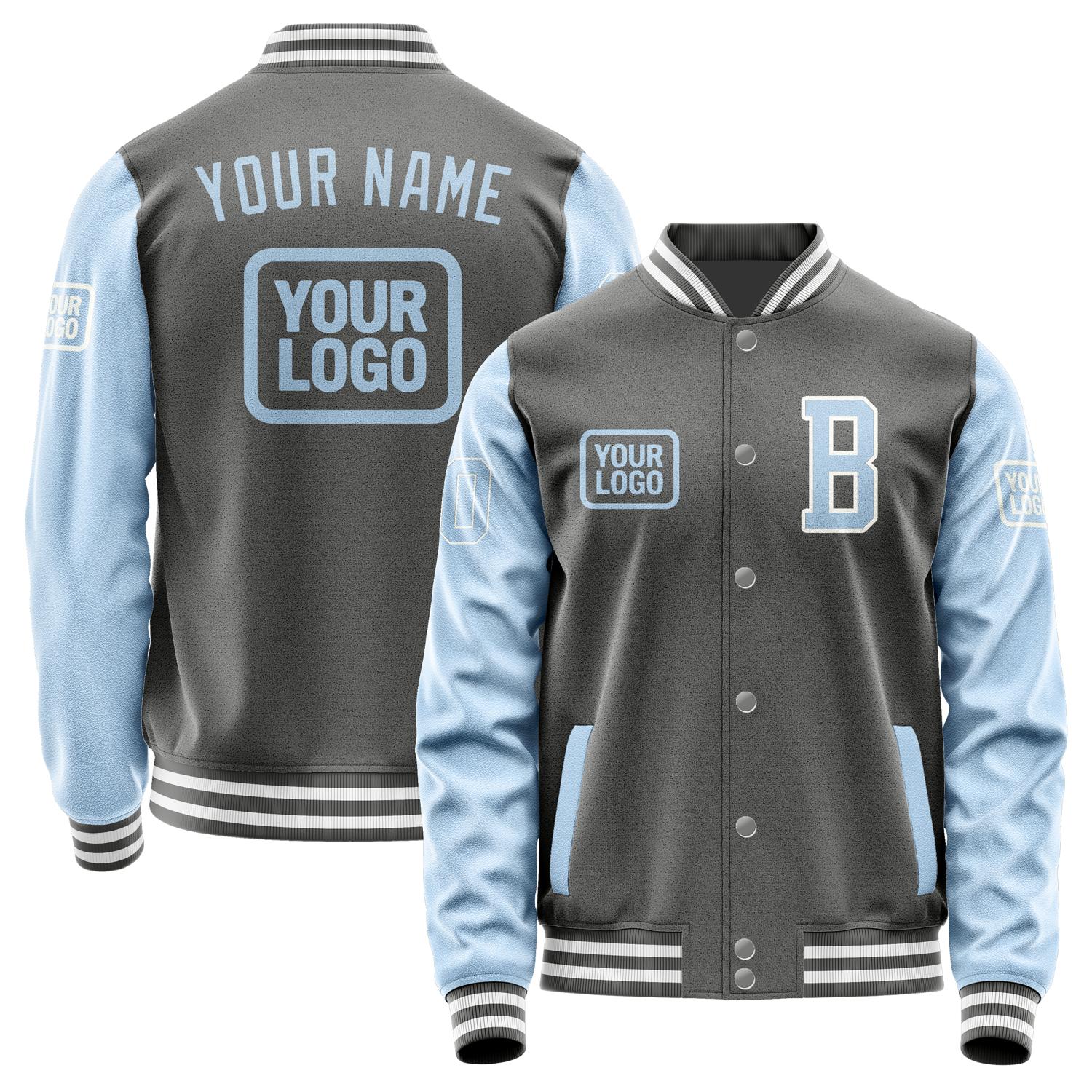 Custom Dark Grey Light Blue Jacket JA202008201818080818