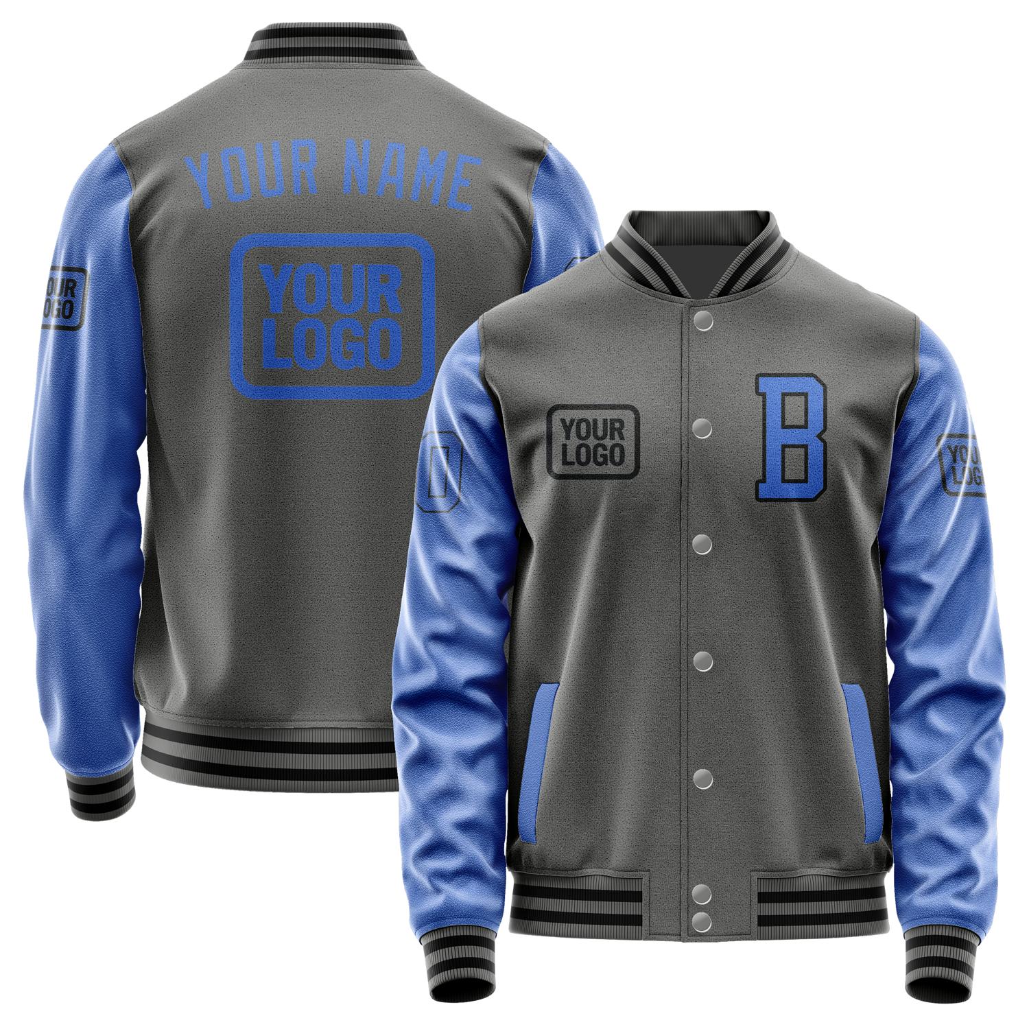 Custom Dark Grey Sky Blue Jacket JA202009201717090917