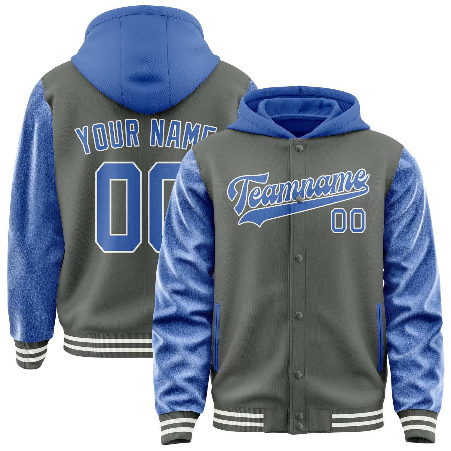 Custom Dark Grey Sky Blue Jacket