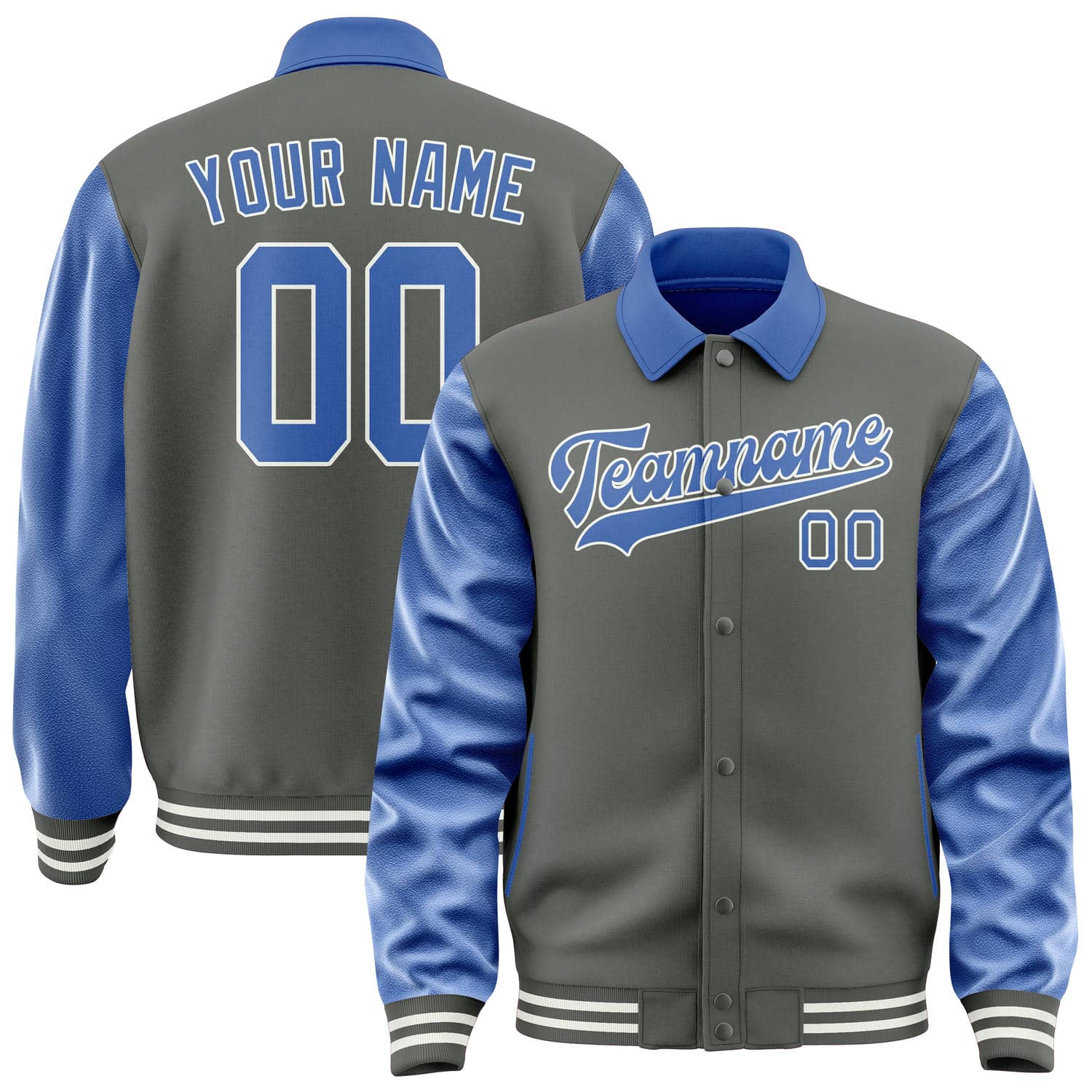 Custom Dark Grey Sky Blue Jacket