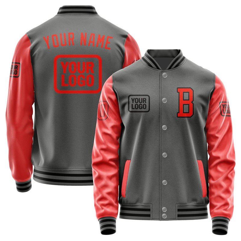 Custom Dark Grey Orange Red Jacket JA202012201717121217
