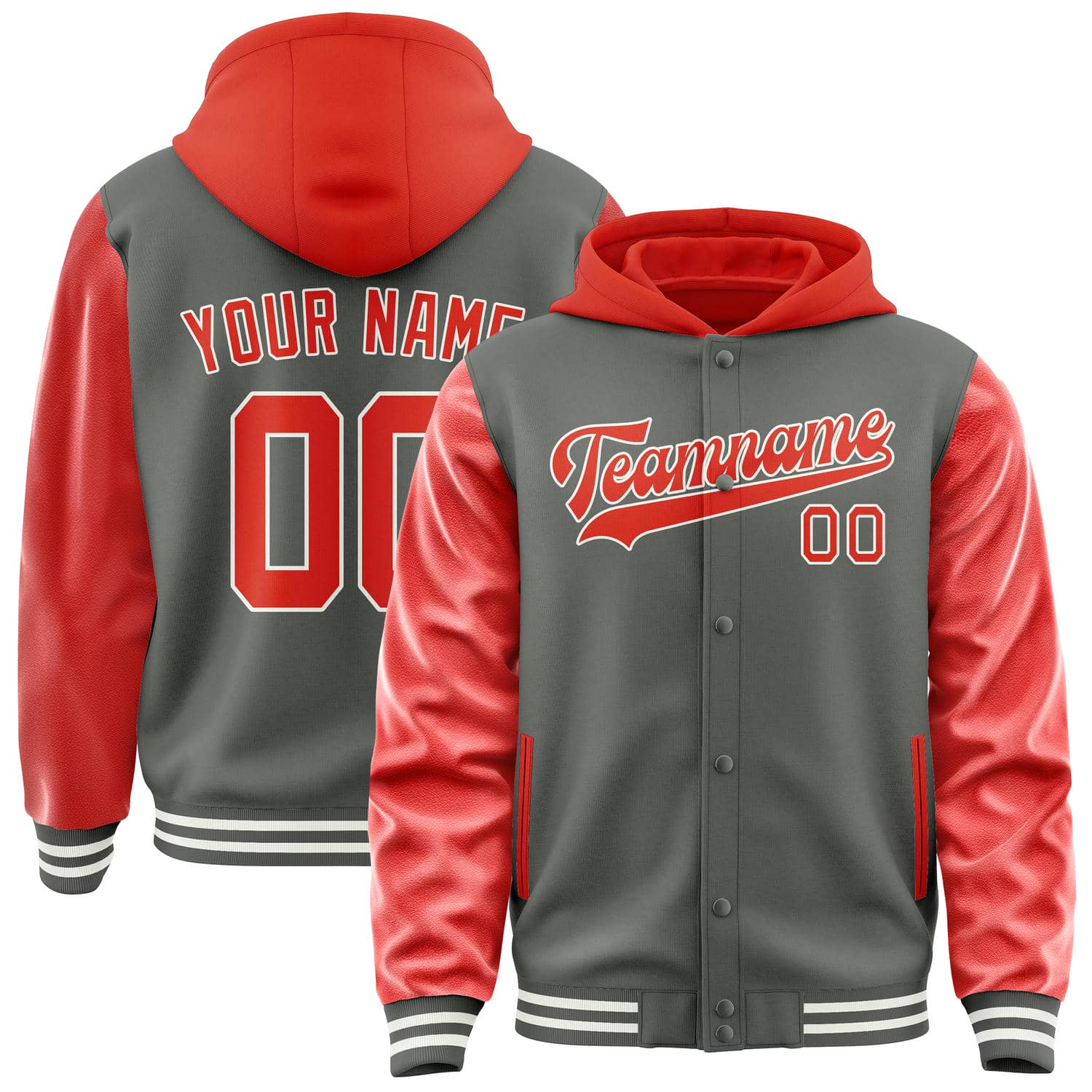 Custom Dark Grey Orange Red Jacket