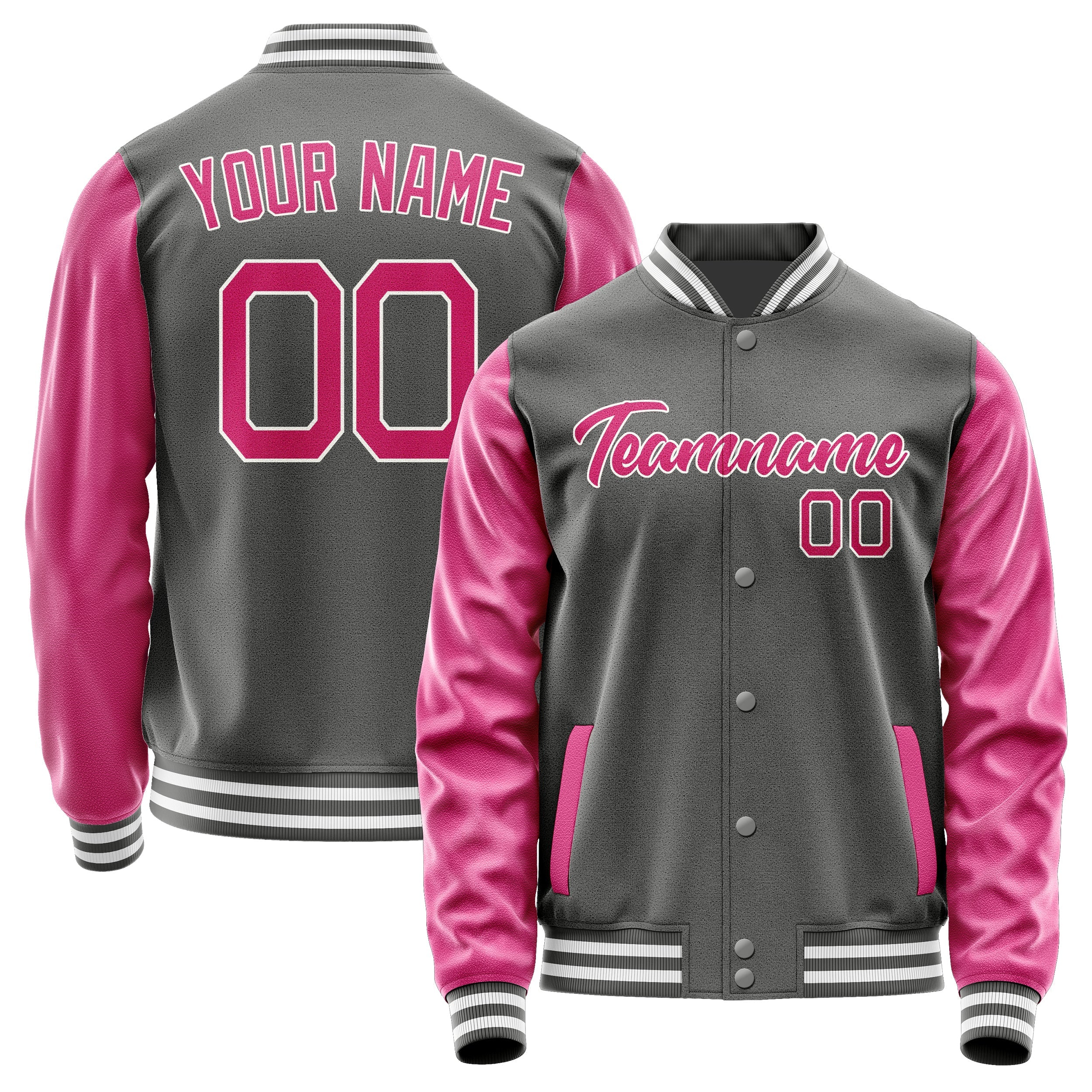 Custom Dark Grey Pink Jacket JA2020132018B21813