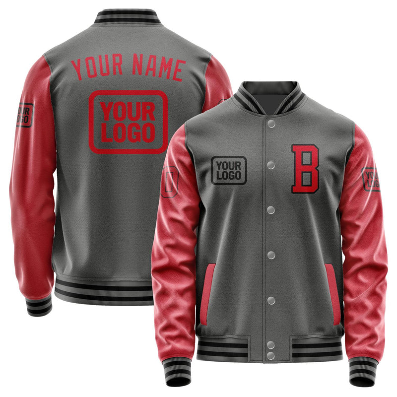 Custom Dark Grey Red Jacket JA202014201717141417