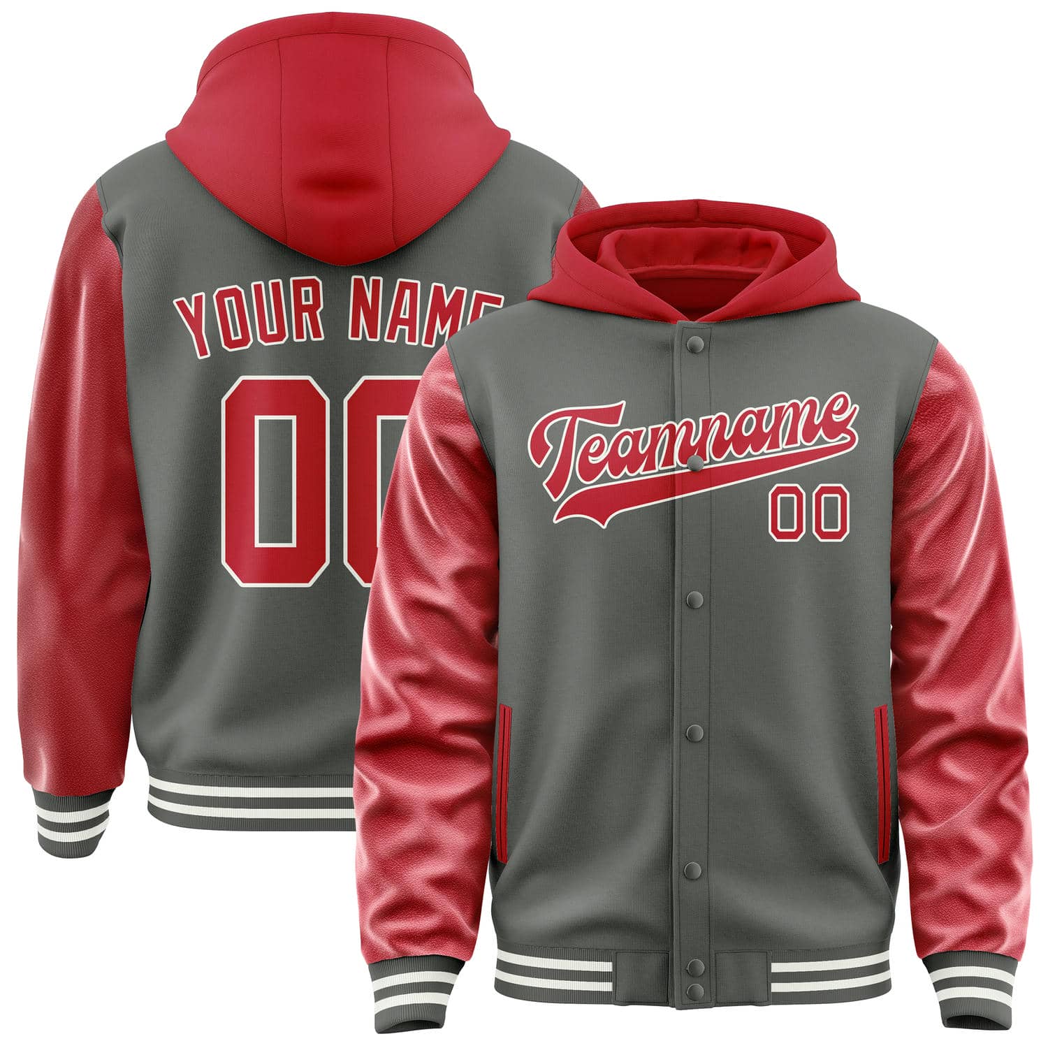Custom Dark Grey Red Jacket