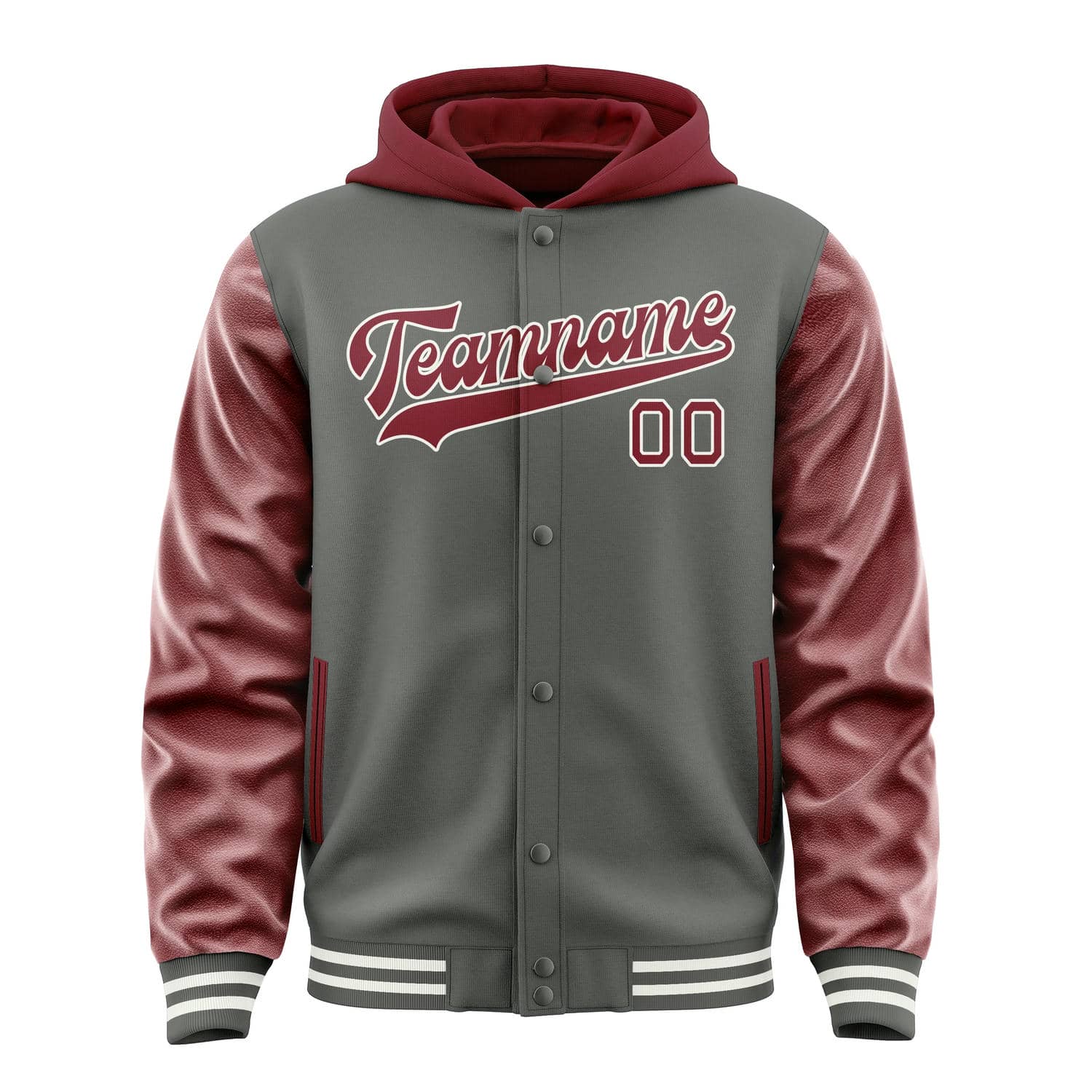 Custom Dark Grey Crimson Red Jacket