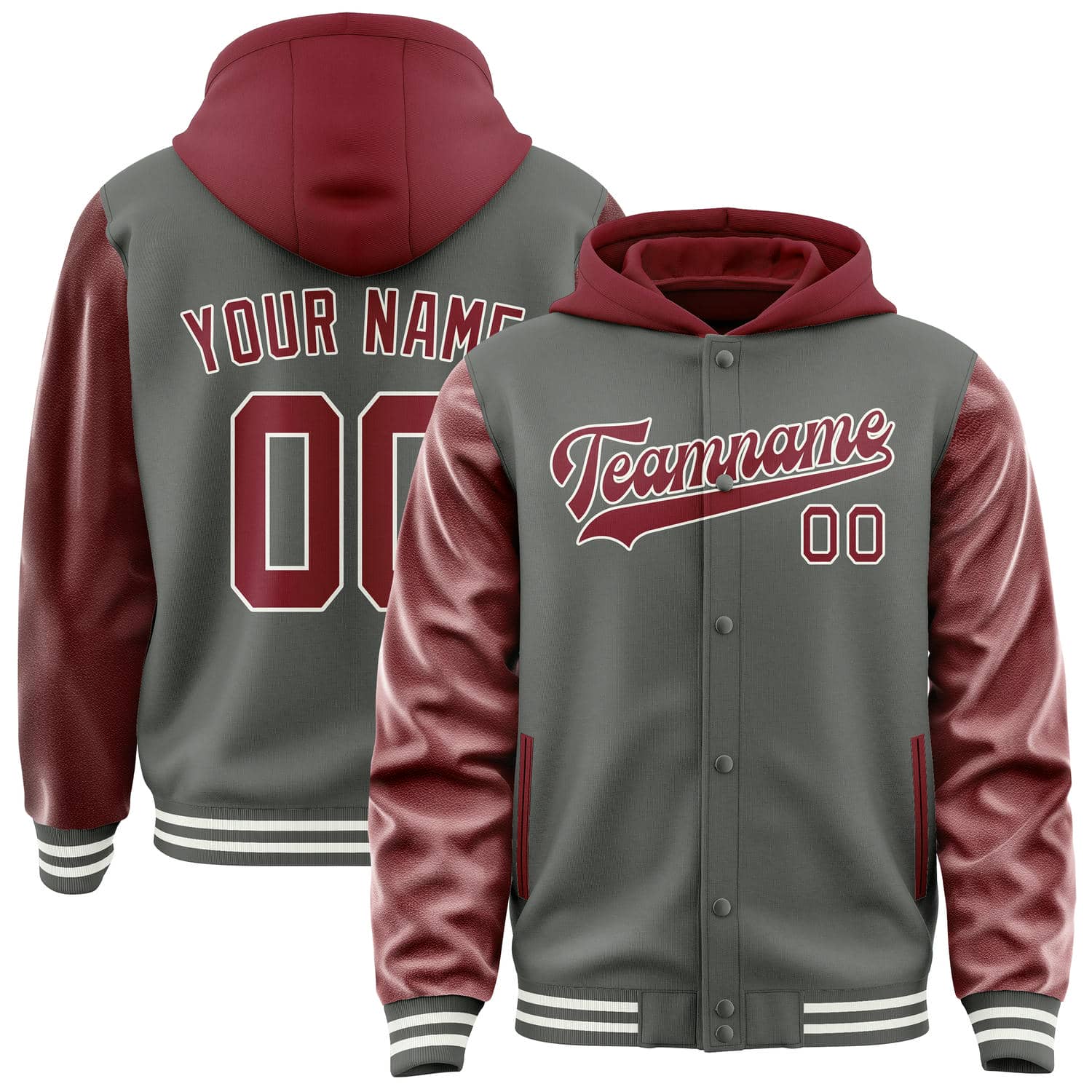 Custom Dark Grey Crimson Red Jacket