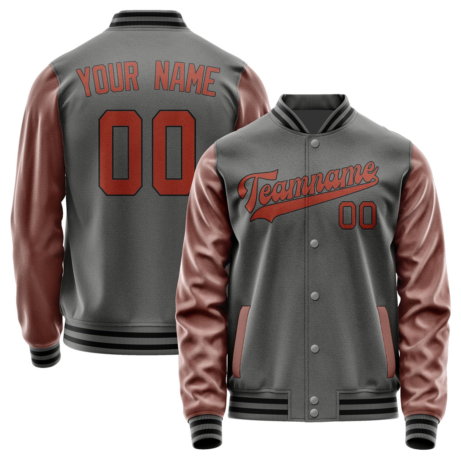 Custom Dark Grey Coral Red Jacket JA2020162017B31716