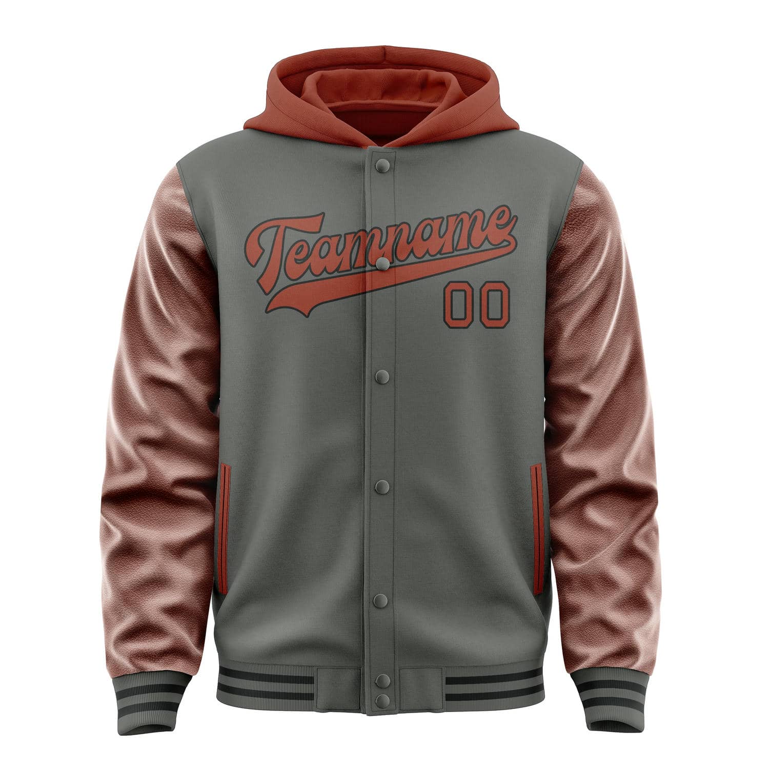 Custom Dark Grey Coral Red Jacket