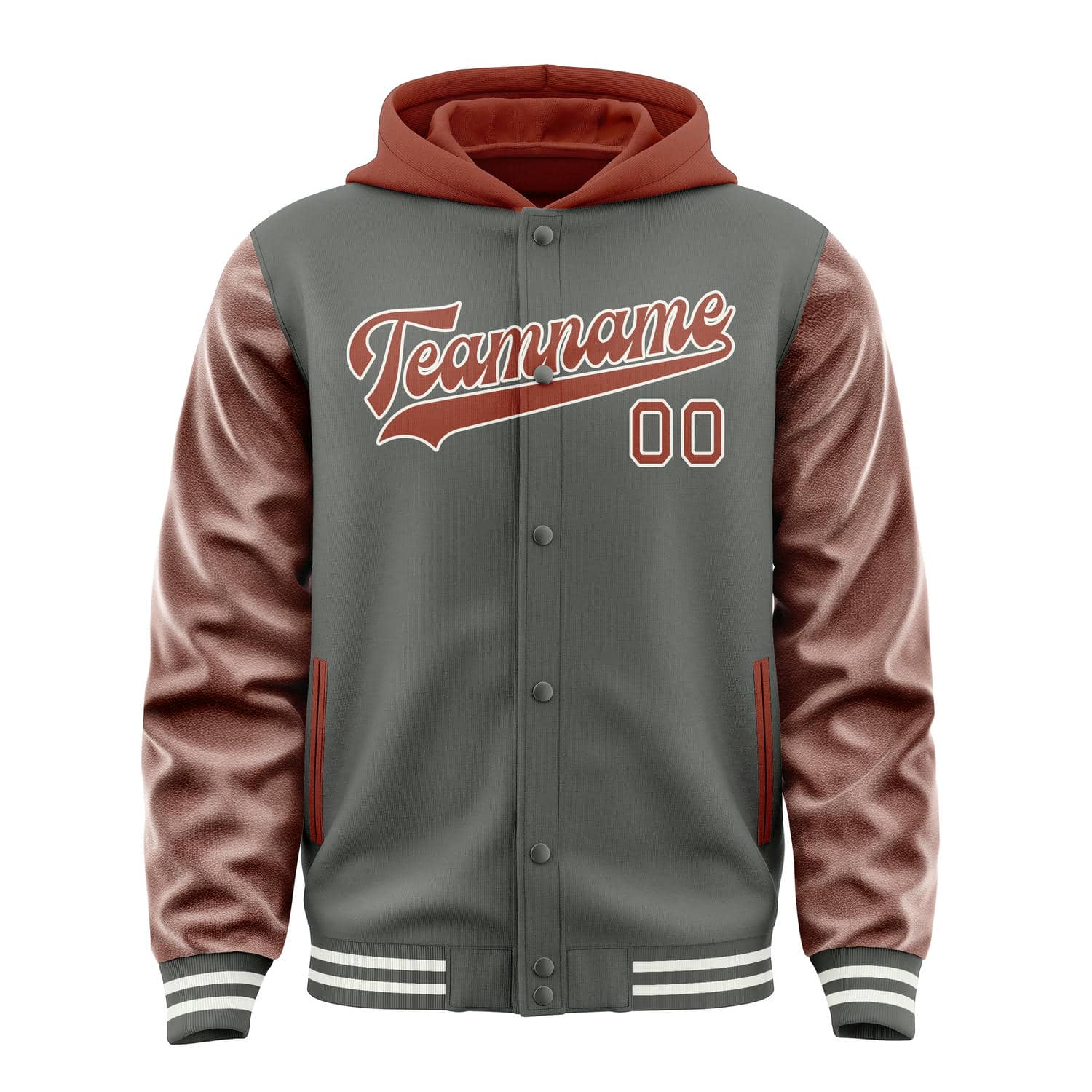 Custom Dark Grey Coral Red Jacket