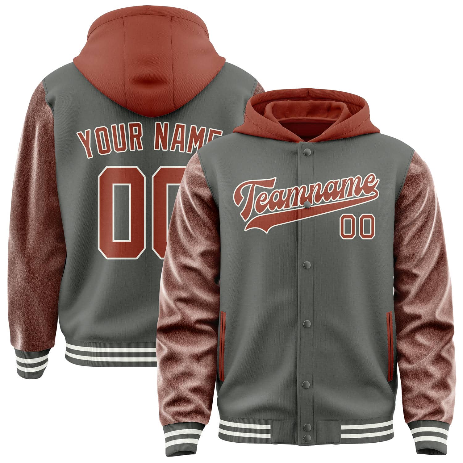 Custom Dark Grey Coral Red Jacket