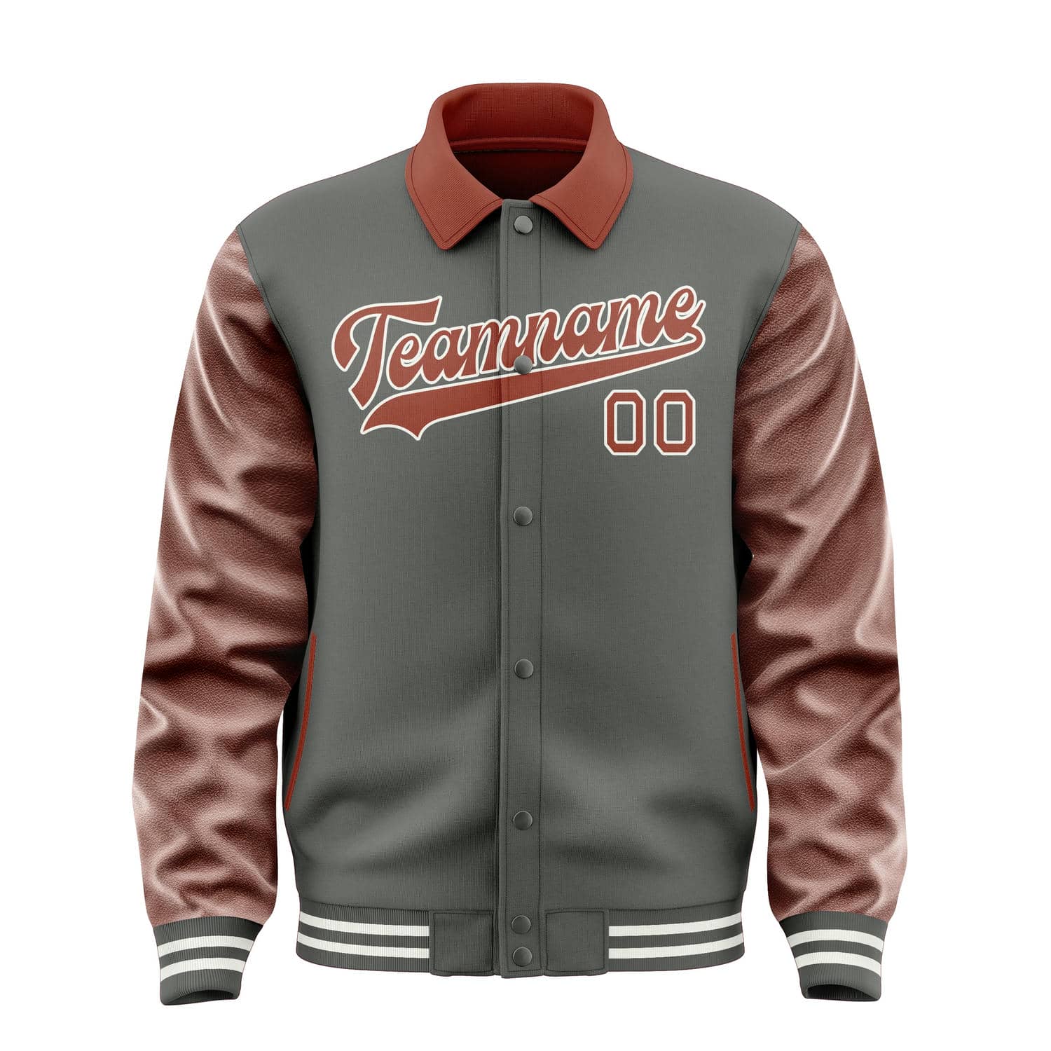 Custom Dark Grey Coral Red Jacket