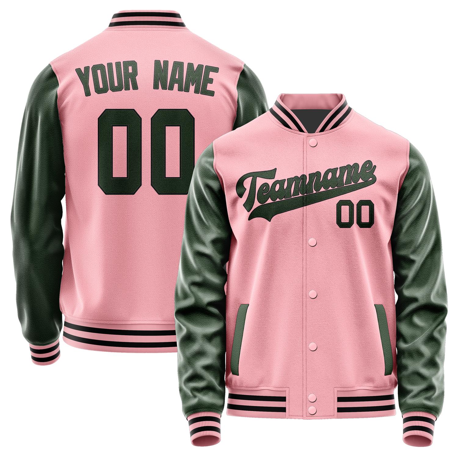 Custom Light Pink Dark Green Jacket JA2121062117B31706