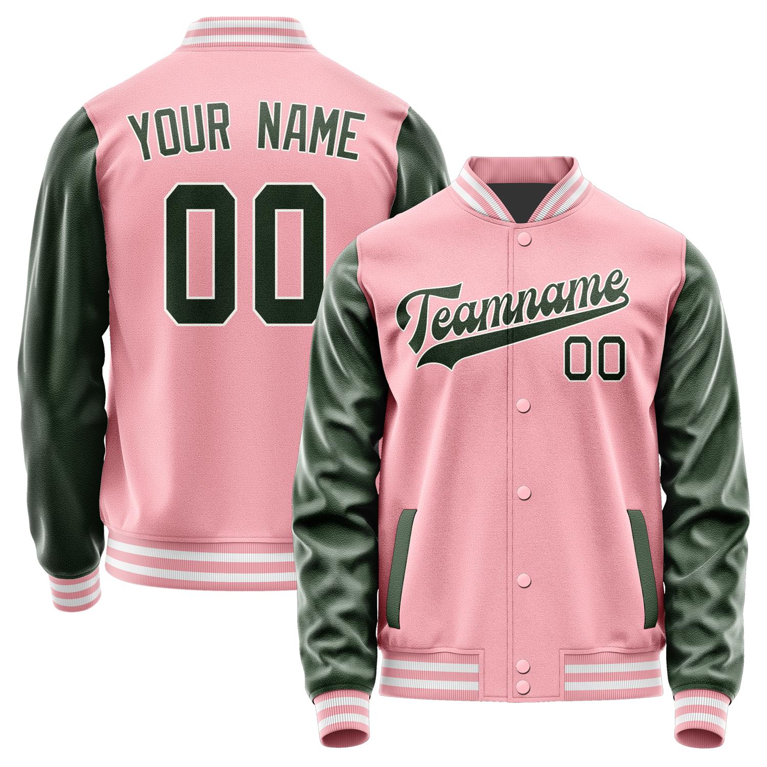 Custom Light Pink Dark Green Jacket JA2121062118B31806