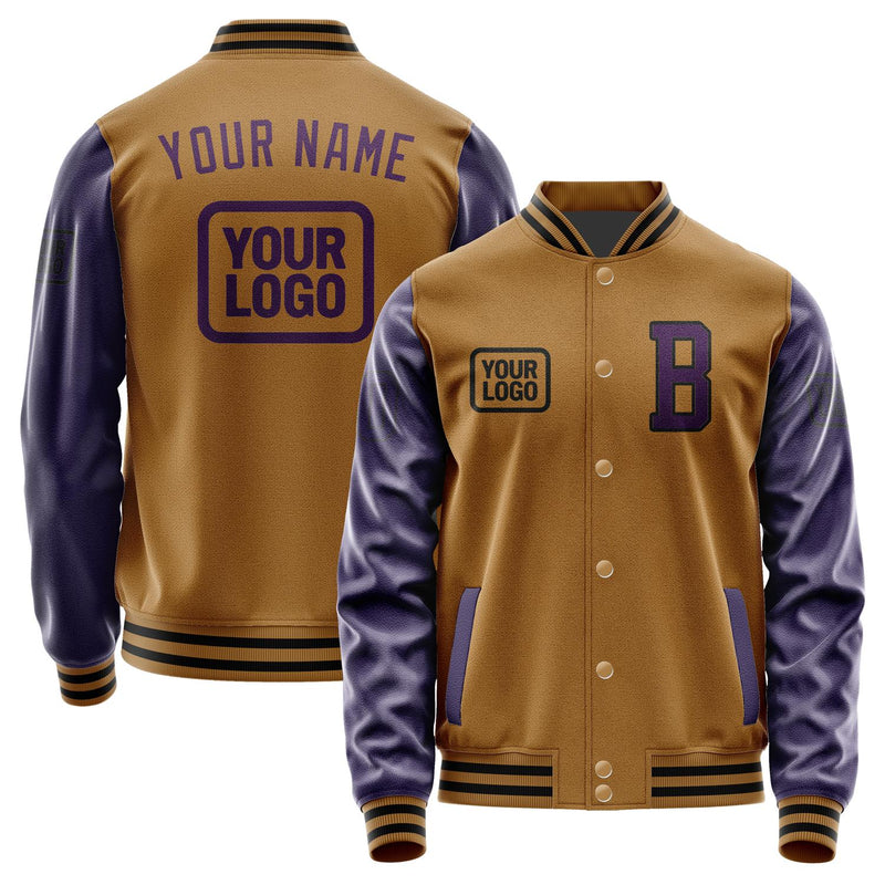 Custom Khaki Purple Jacket JA222207221717070717