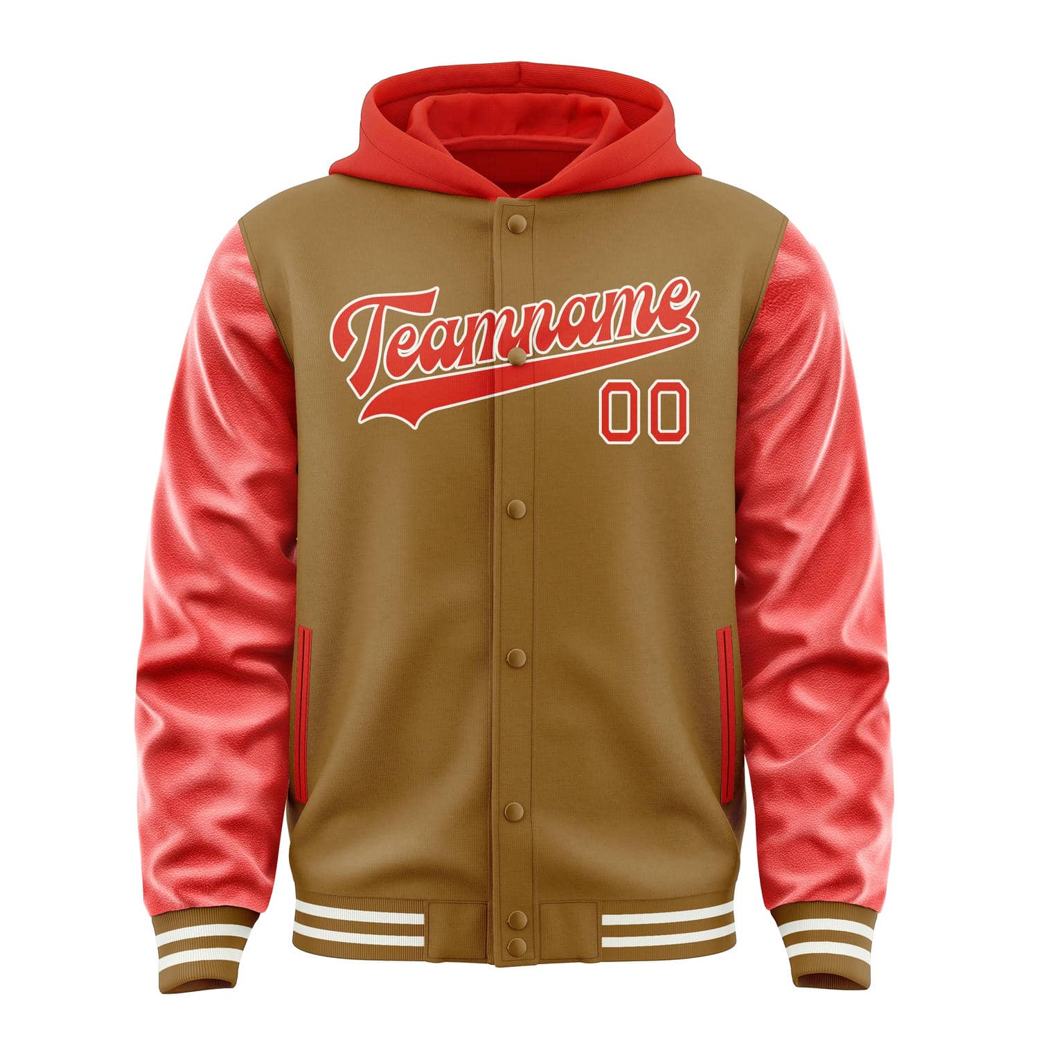 Custom Khaki Orange Red Jacket