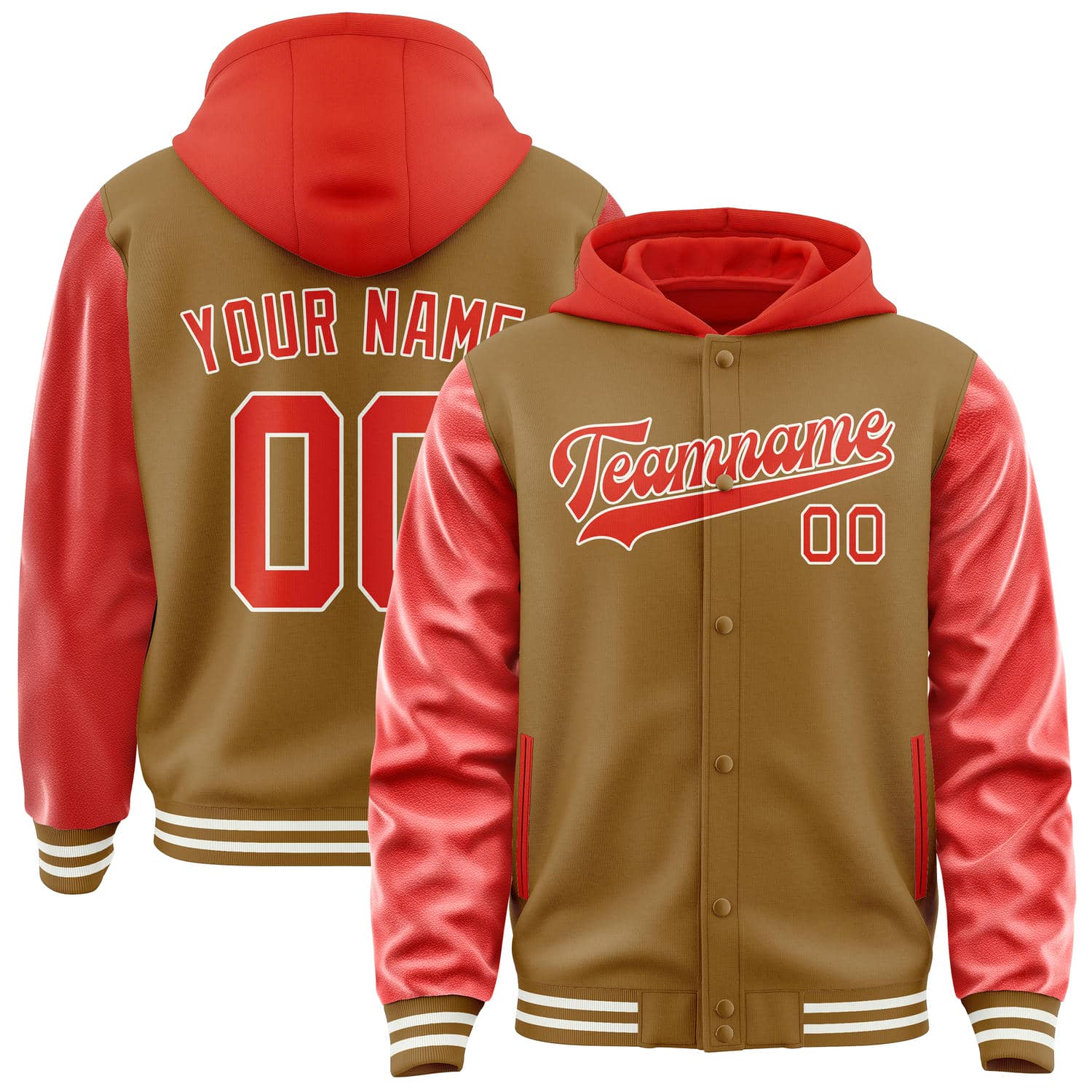 Custom Khaki Orange Red Jacket