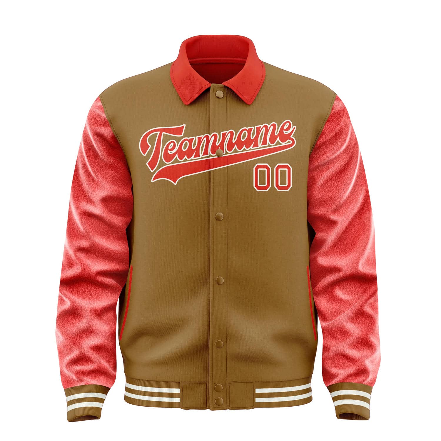 Custom Khaki Orange Red Jacket