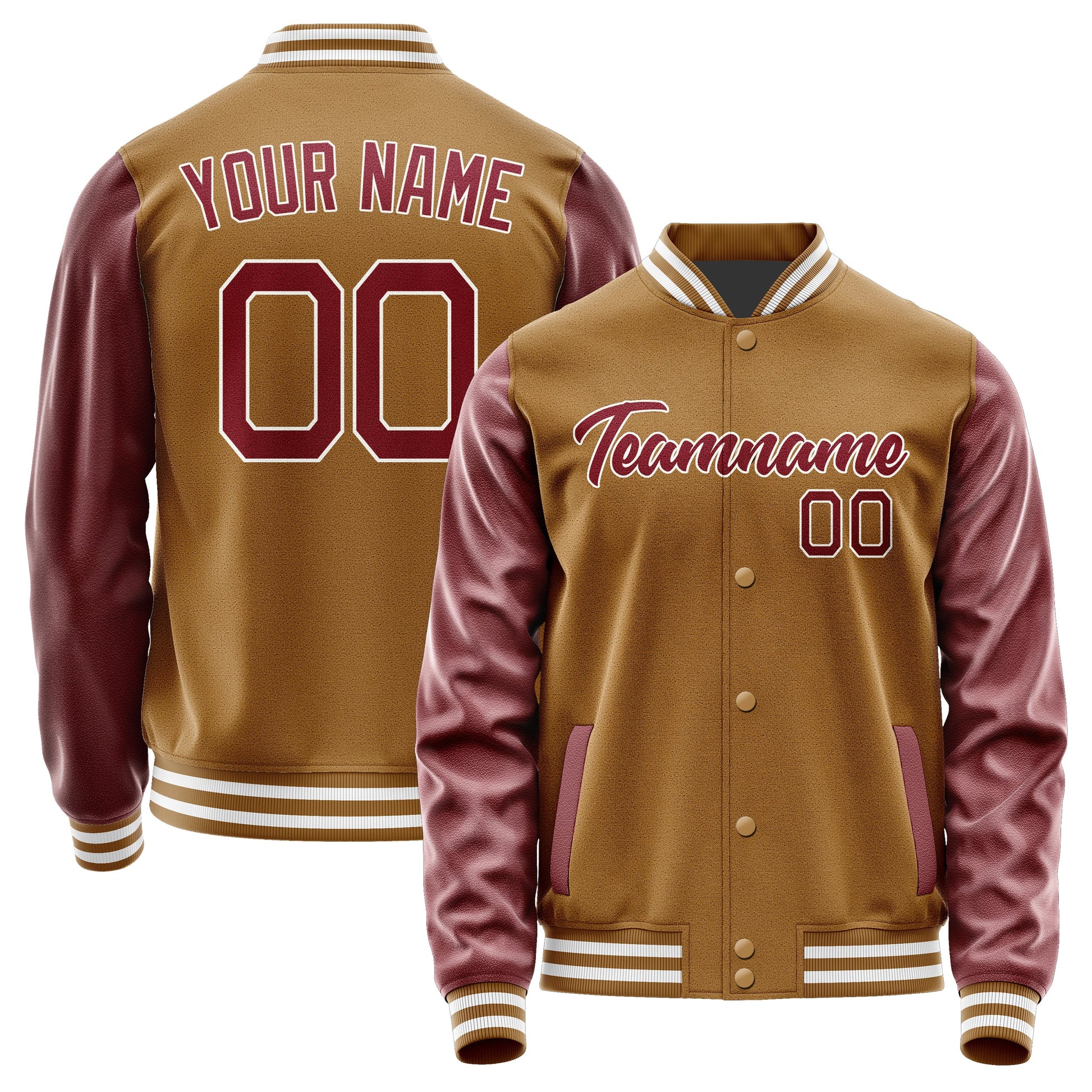 Custom Khaki Crimson Red Jacket JA2222152218B21815