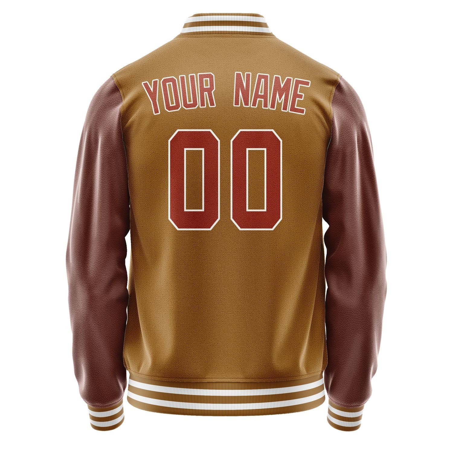Custom Khaki Coral Red Jacket JA2222162218B31816