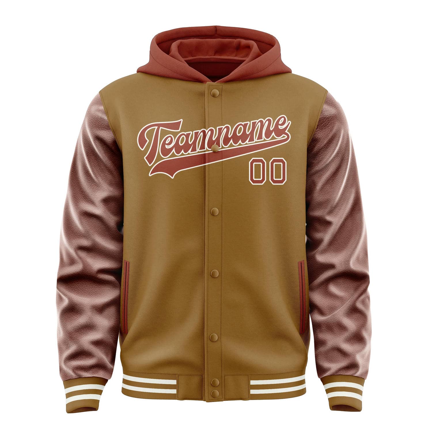 Custom Khaki Coral Red Jacket