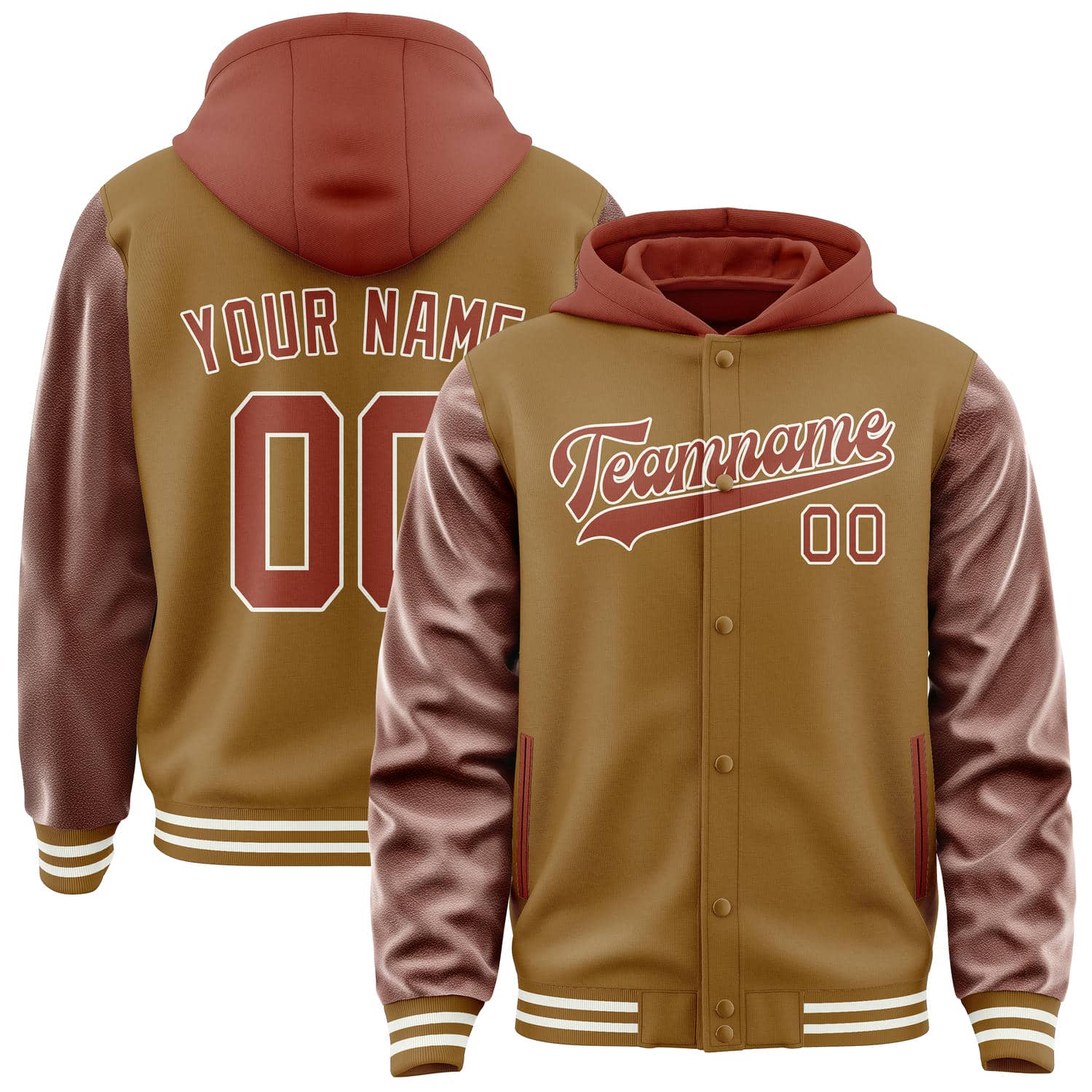 Custom Khaki Coral Red Jacket