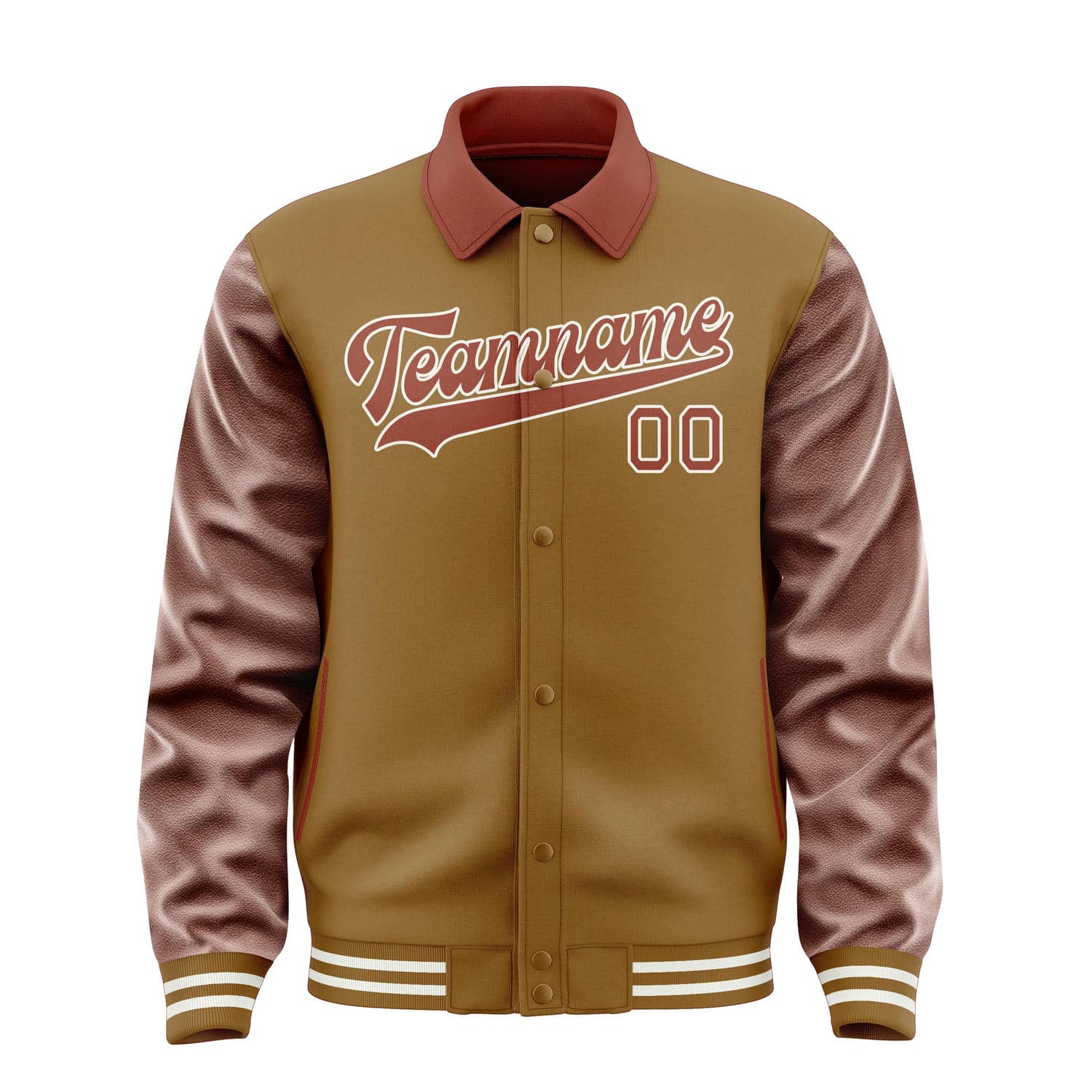 Custom Khaki Coral Red Jacket