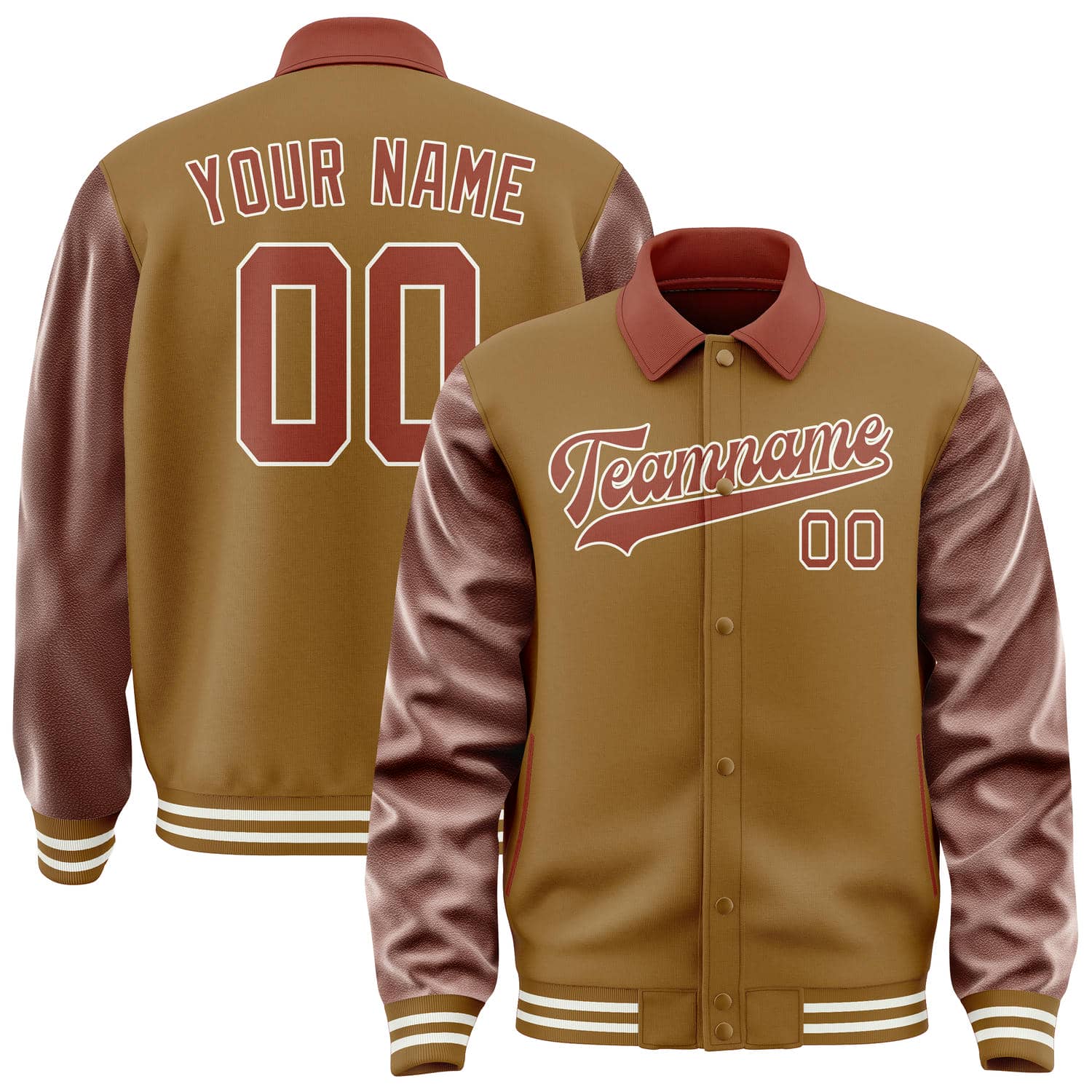 Custom Khaki Coral Red Jacket