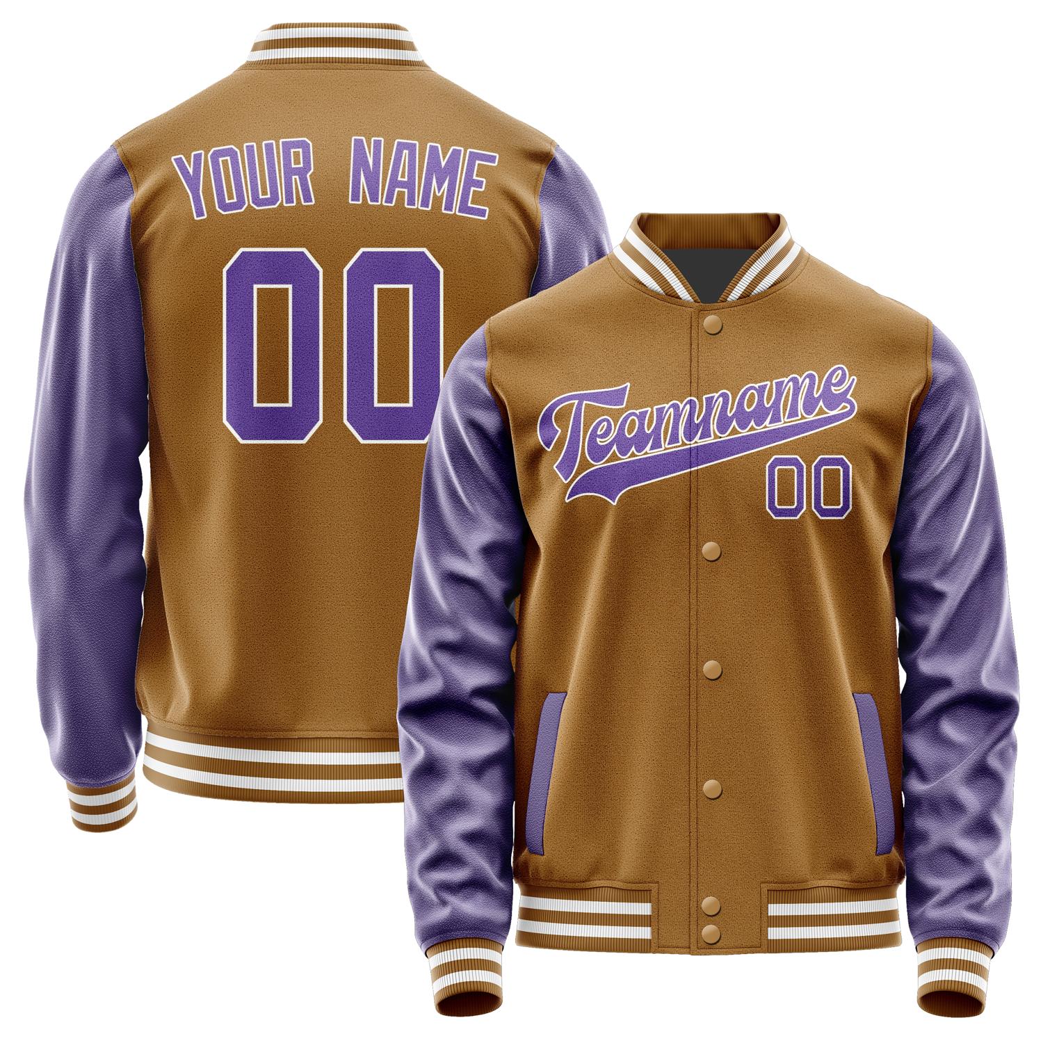Custom Khaki Light Purple Jacket JA2222232218B31823