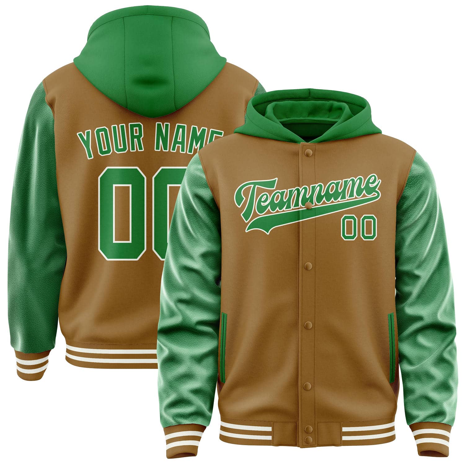 Custom Khaki Emerald Green Jacket