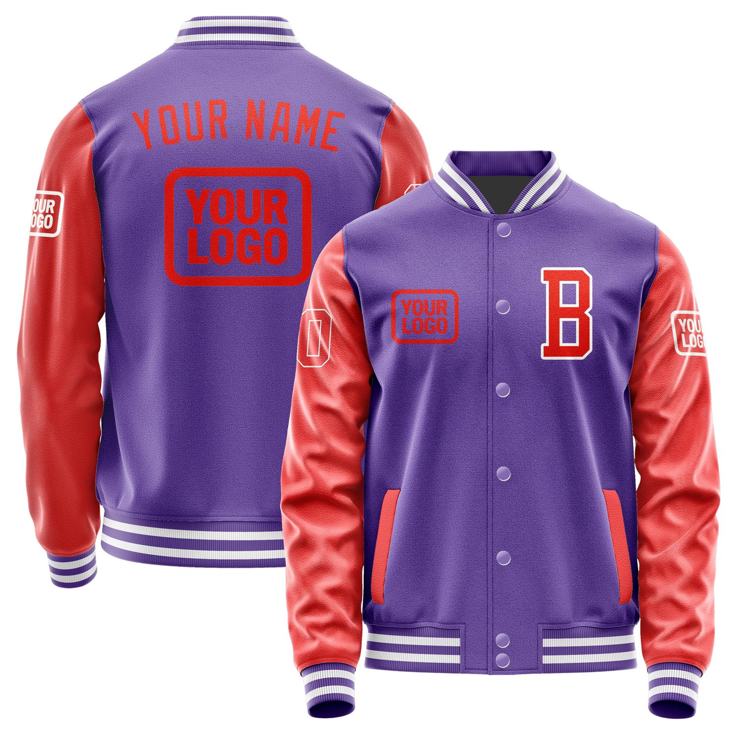Custom Light Purple Orange Red Jacket JA232312231818121218