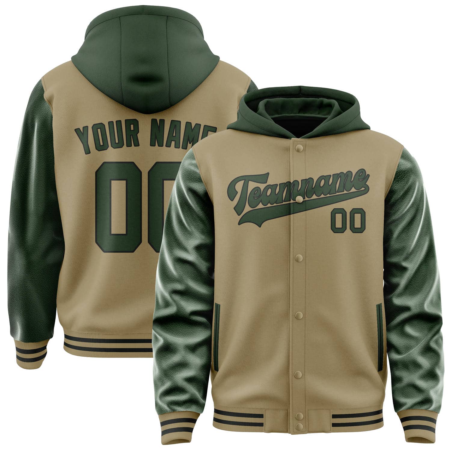 Custom Light Khaki Dark Green Jacket