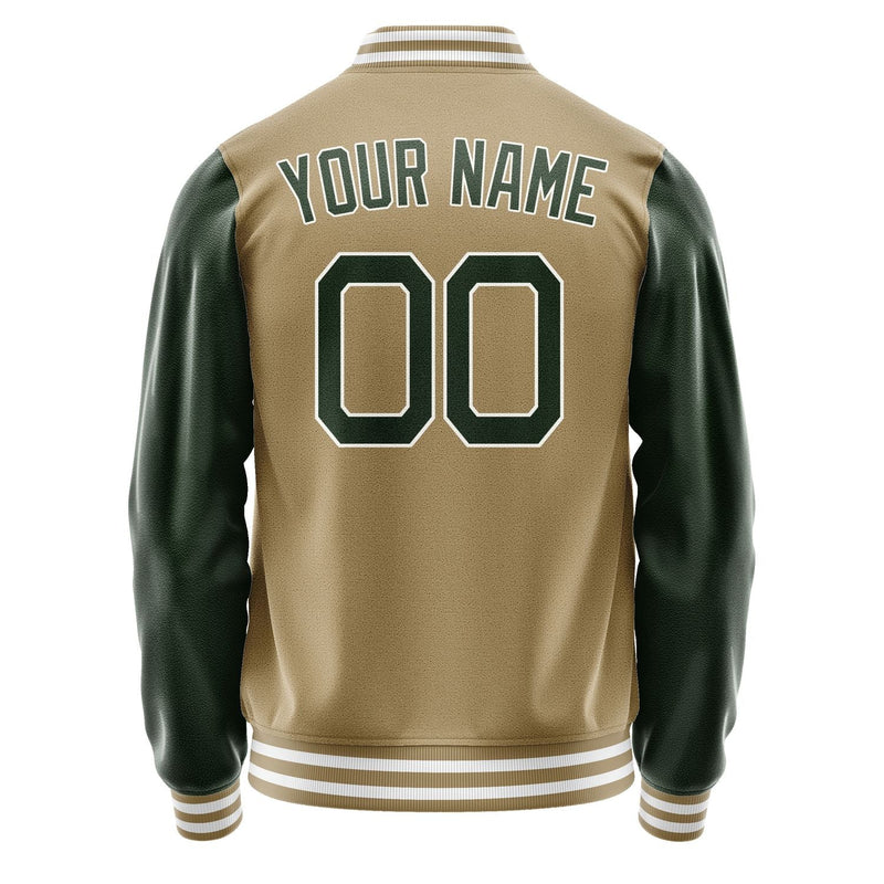 Custom Light Khaki Dark Green Jacket JA2525062518B21806