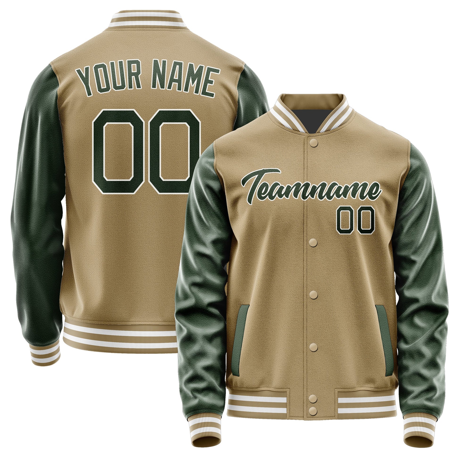 Custom Light Khaki Dark Green Jacket JA2525062518B21806