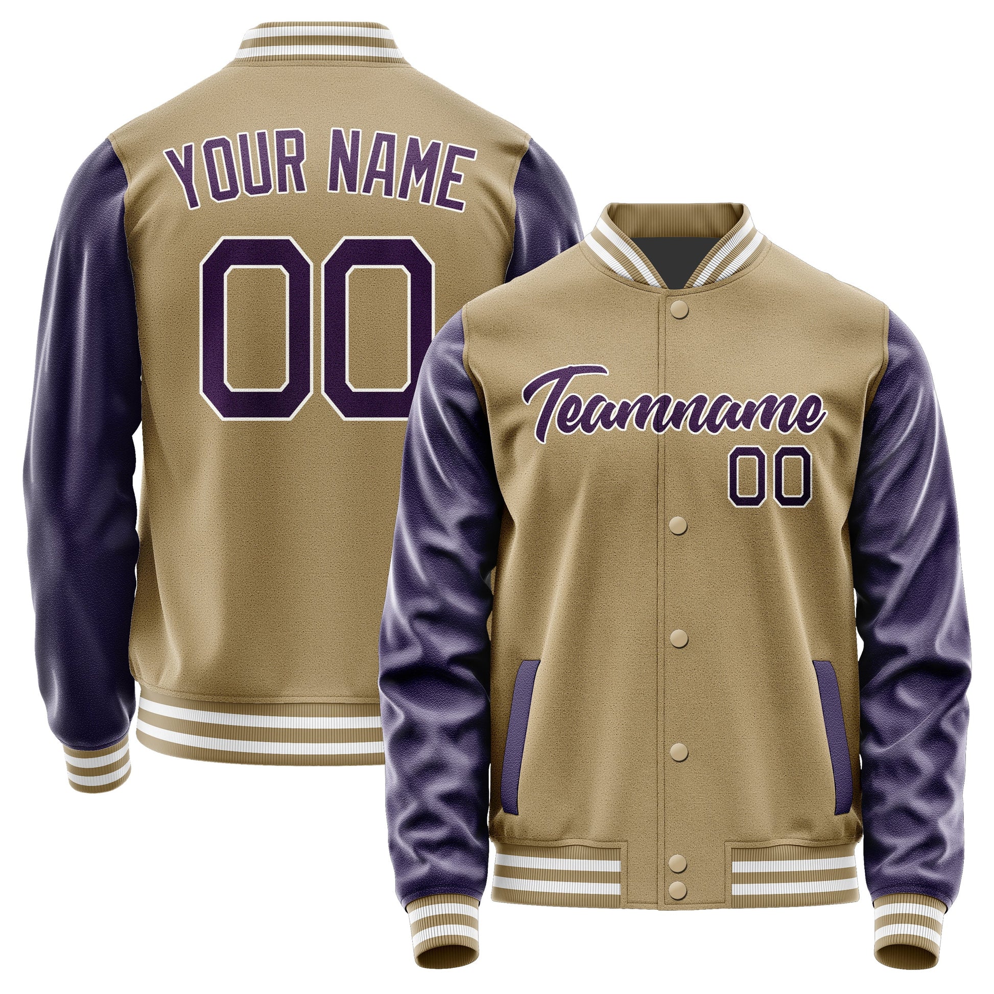 Custom Light Khaki Purple Jacket JA2525072518B21807